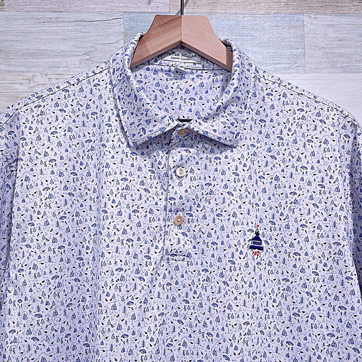 Peter Millar PETER MILLAR Summer Comfort Golf Polo White Blue Large Size US L / EU 52-54 / 3 - 2 Thumbnail