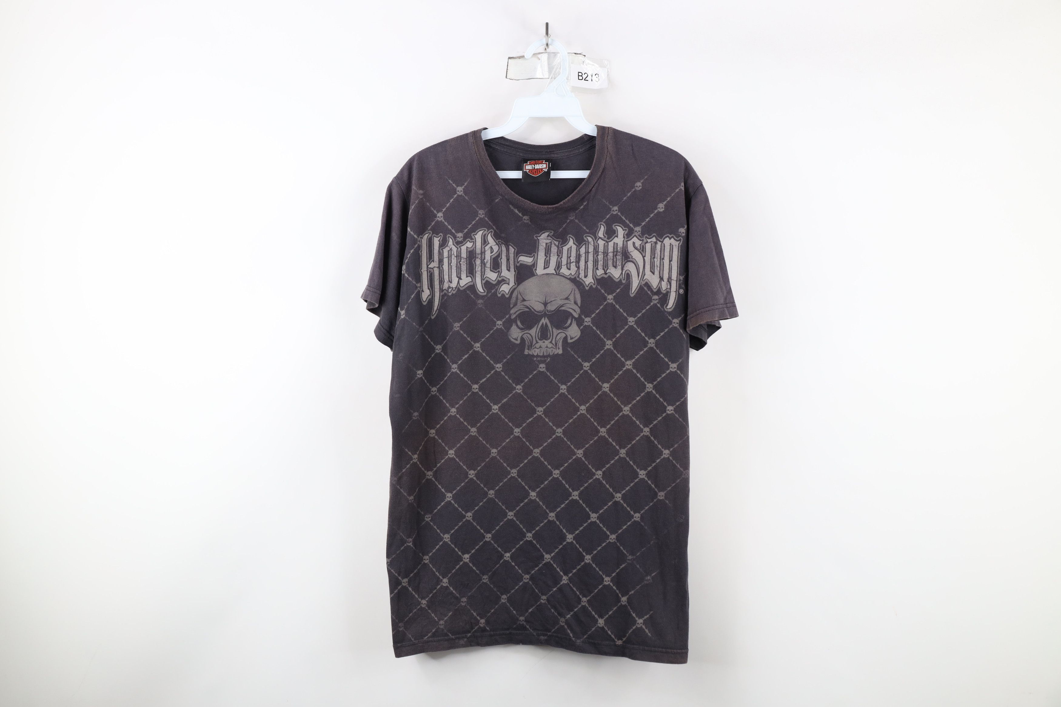 Harley Davidson × Vintage Vintage Y2K Harley Davidson Tribal Skull Barbwire T-Shirt Size US L / EU 52-54 / 3 - 1 Thumbnail