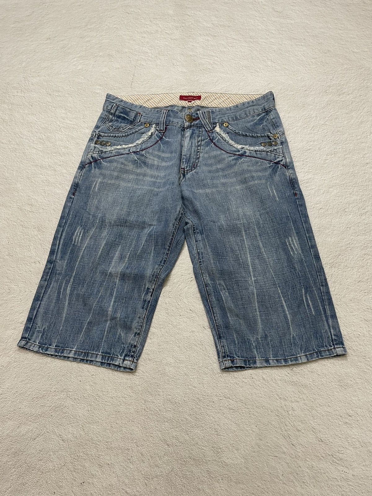 Japanese Brand 2000s anti-label Jorts Denim Mudwash Studed Jeans Y2K Japan Size US 33 - 1 Thumbnail