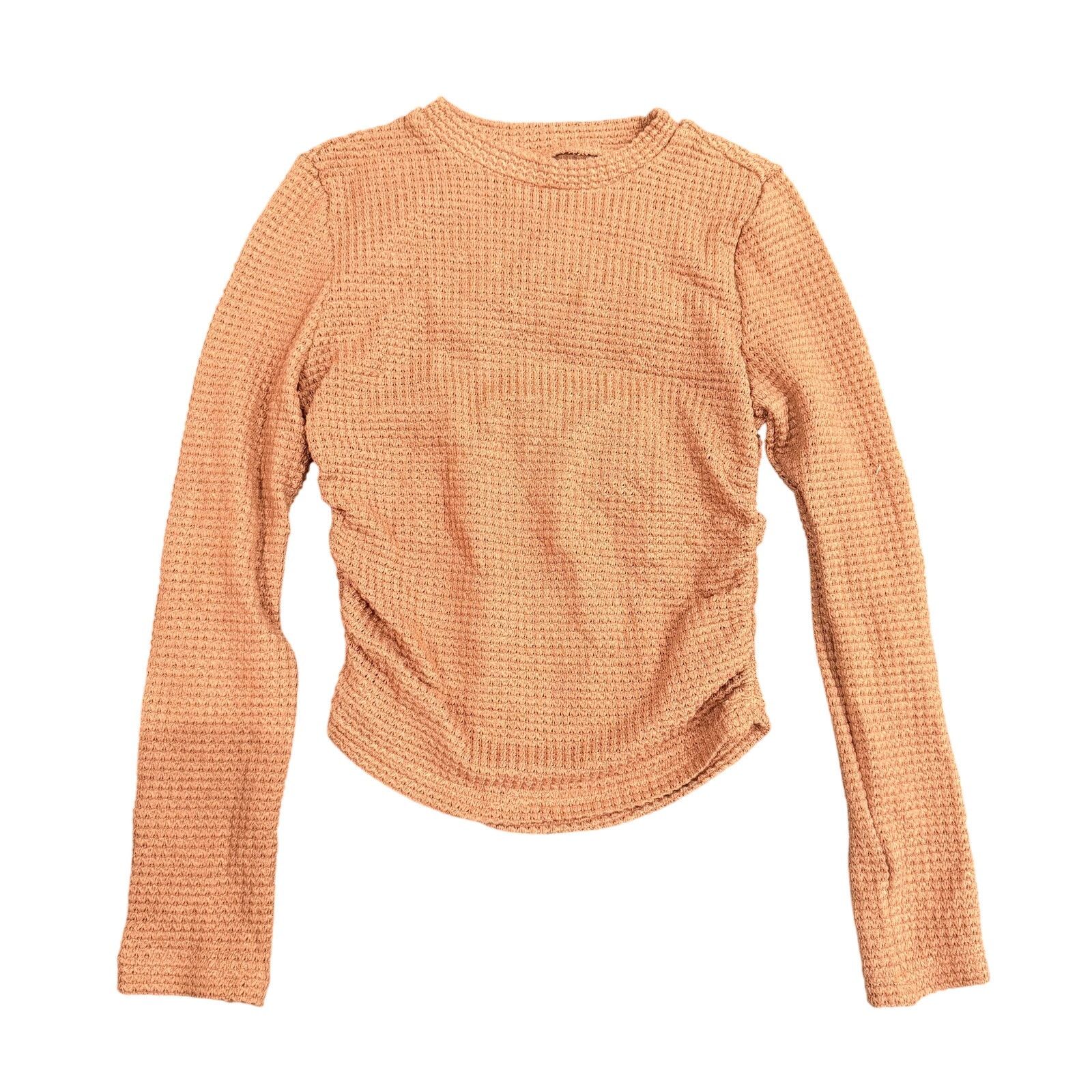 Shein Woman's Waffle Knit Long Sleeve Crop Top in Brown, Size M Size M / US 6-8 / IT 42-44 - 1 Thumbnail