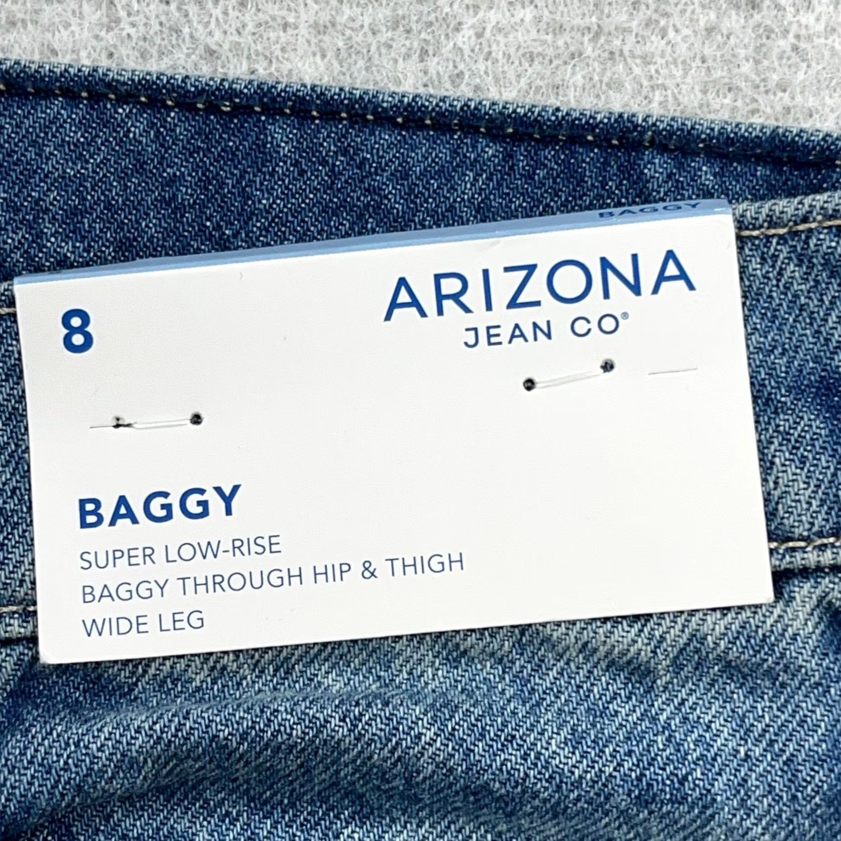 Vintage Arizona Jeans Women 8 Baggy Wide Leg Low Rise Distressed Medium Wash Denim Jeans Modern Retro 80s 90s Rockabilly SolId Blue Boys Mens Womens Size 30" / US 8 / IT 44 - 6 Thumbnail