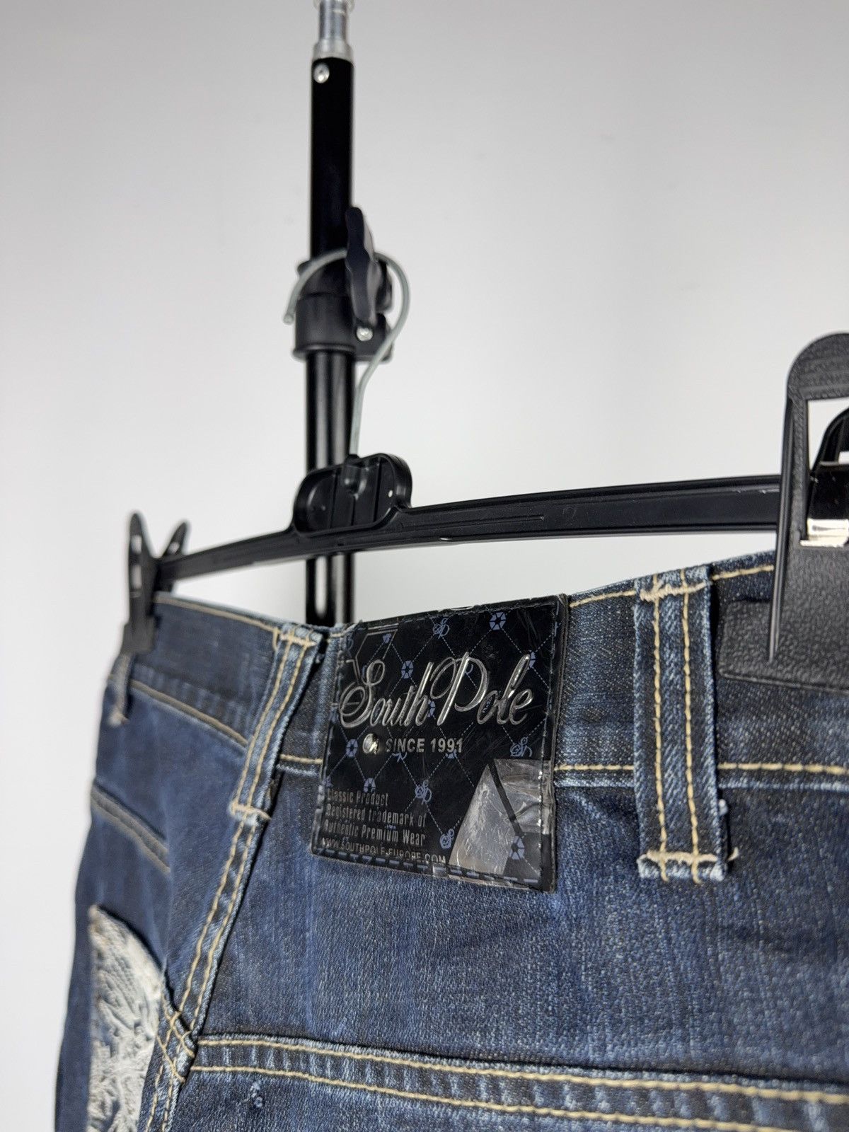 Southpole Crazy 00s South Pole Y2K Embroidered Denim Shorts Size 28 Size 28" / US 6 / IT 42 - 12 Thumbnail