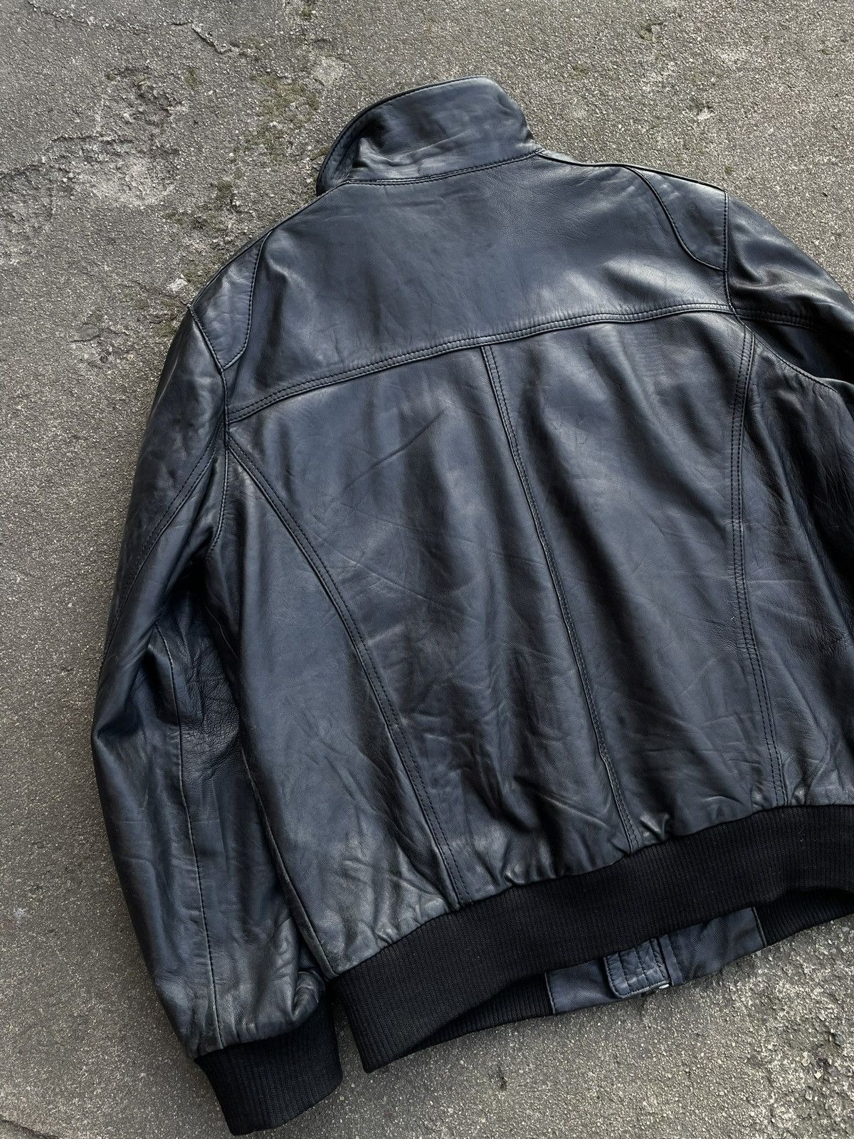 Vintage Washed Black Retro 90s Genuine Real Leater Bomber Punk Rock Size US XL / EU 56 / 4 - 8 Thumbnail