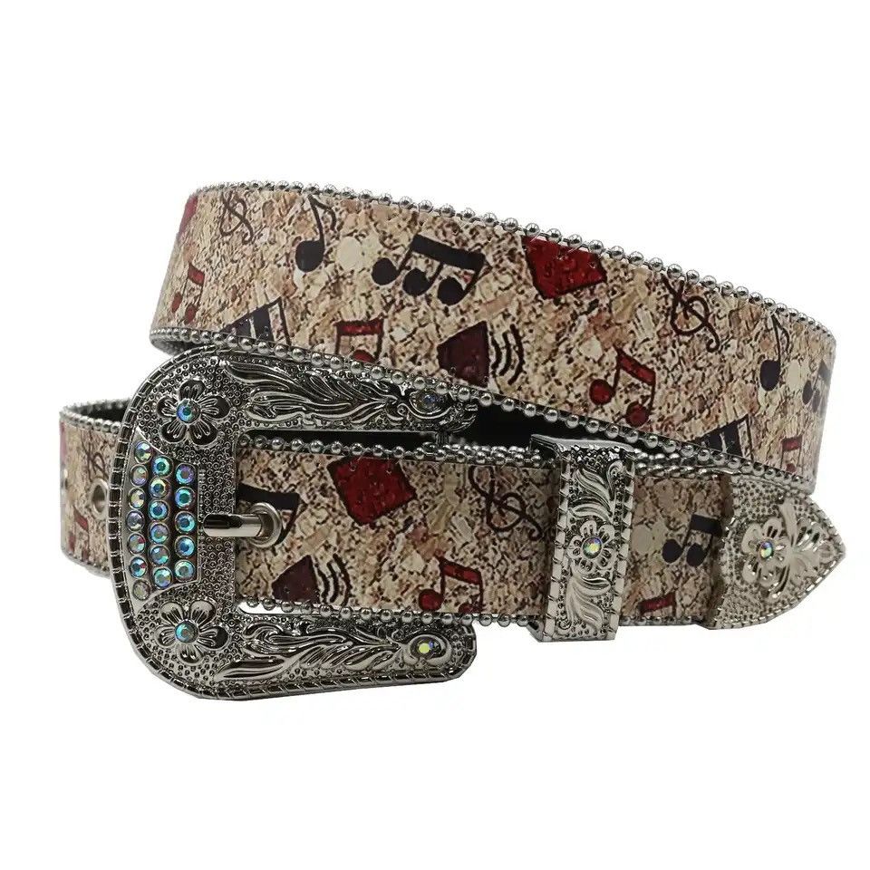 Vintage Note Graffiti surround elegant embellished Punk Bling Belt Size ONE SIZE - 1 Thumbnail
