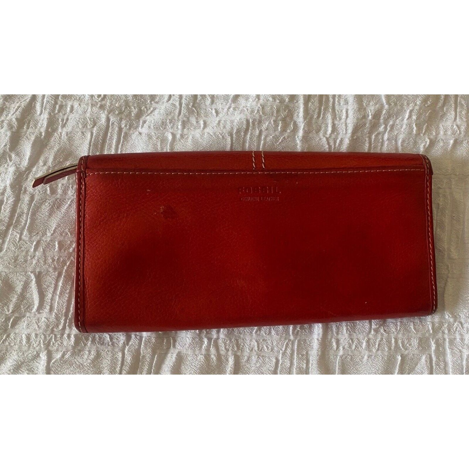 Fossil Fossil Trifold Full Size Wallet Soft Red Leather Womens Size ONE SIZE - 3 Thumbnail