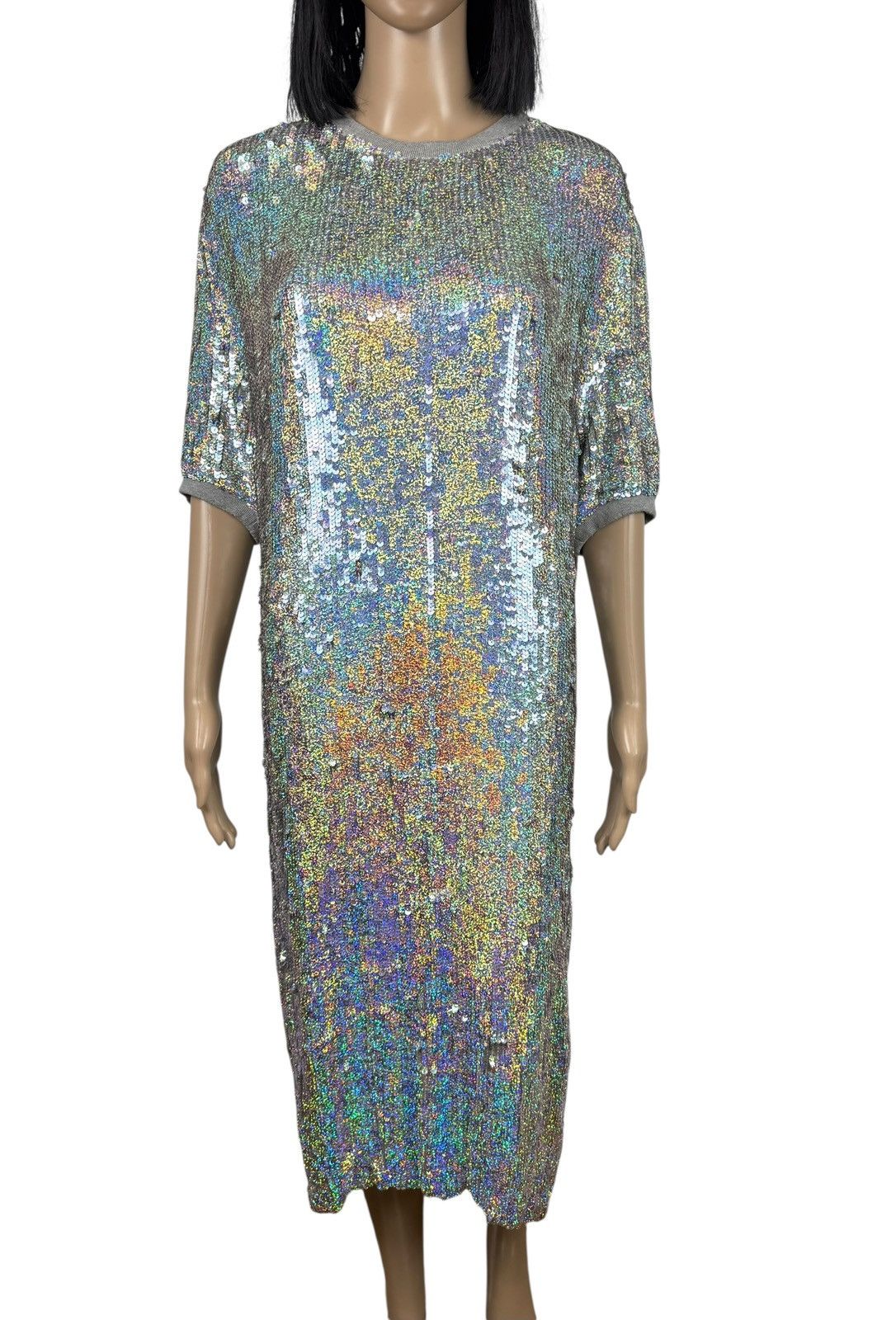 FILLES A PAPA Filles a Papa Sequins Sweat Dress Viscose Gray size 3 Size L / US 10 / IT 46 - 2 Thumbnail