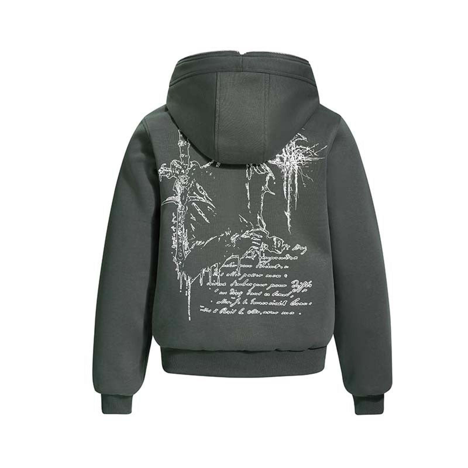 Japanese Brand Black Graphic Zip-Up Hoodie, Casual Menswear Hoodie Size US M / EU 48-50 / 2 - 4 Thumbnail