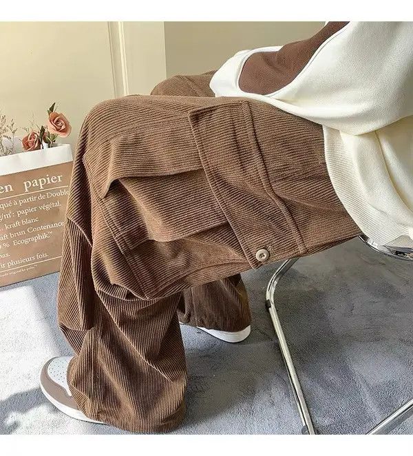 Japanese Brand Fukuoka x Kyoko Brown Cargo Corduroy Pants Size US 31 - 6 Thumbnail