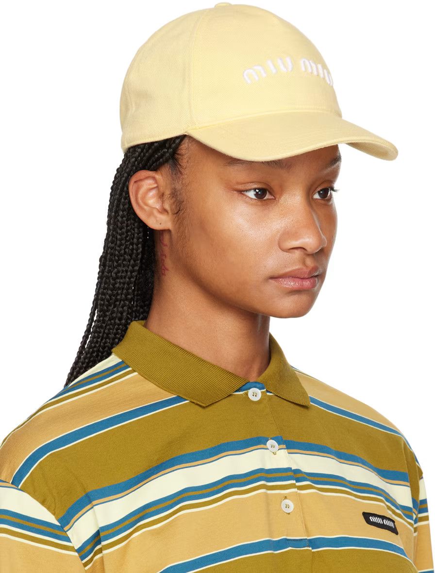 Miu Miu o1B3y1r0426 Size: M / Washed Denim Hat / Cap in Vanilla Size ONE SIZE - 2 Thumbnail