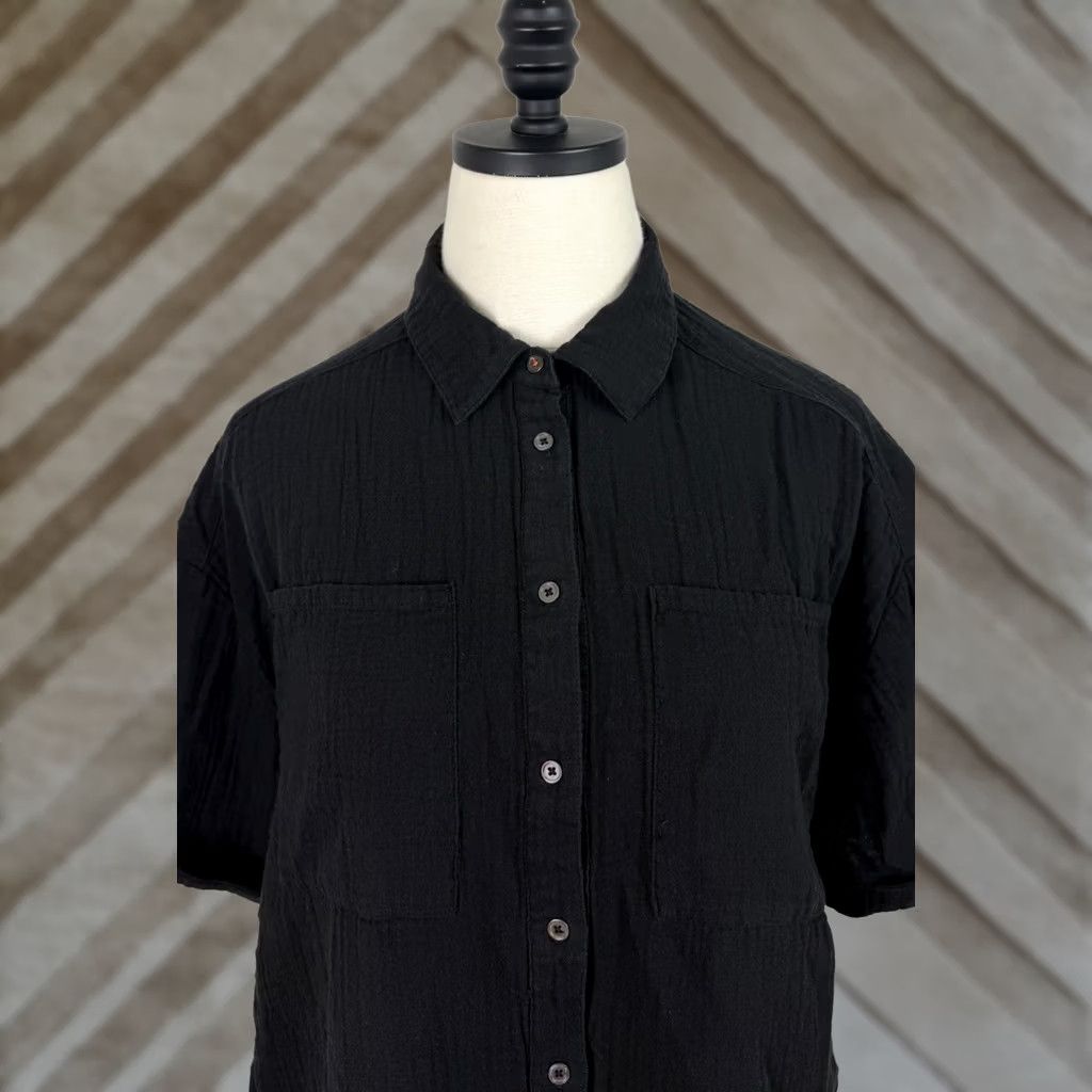 Vintage Sundance Shirt Womens Small Cotton Gauze Black Button Up Top Collared Relaxed Size S / US 4 / IT 40 - 1 Thumbnail