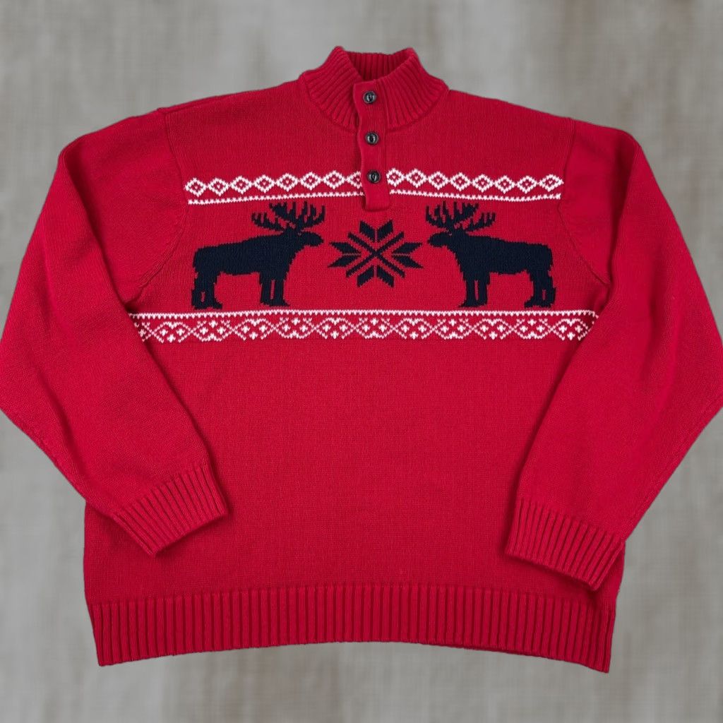 Chaps VINTAGE Chaps Men Sweater Pullover XL Red Heavy Knit Quarter Zip All Seasons Logo Winter Mens Size US XL / EU 56 / 4 - 1 Thumbnail