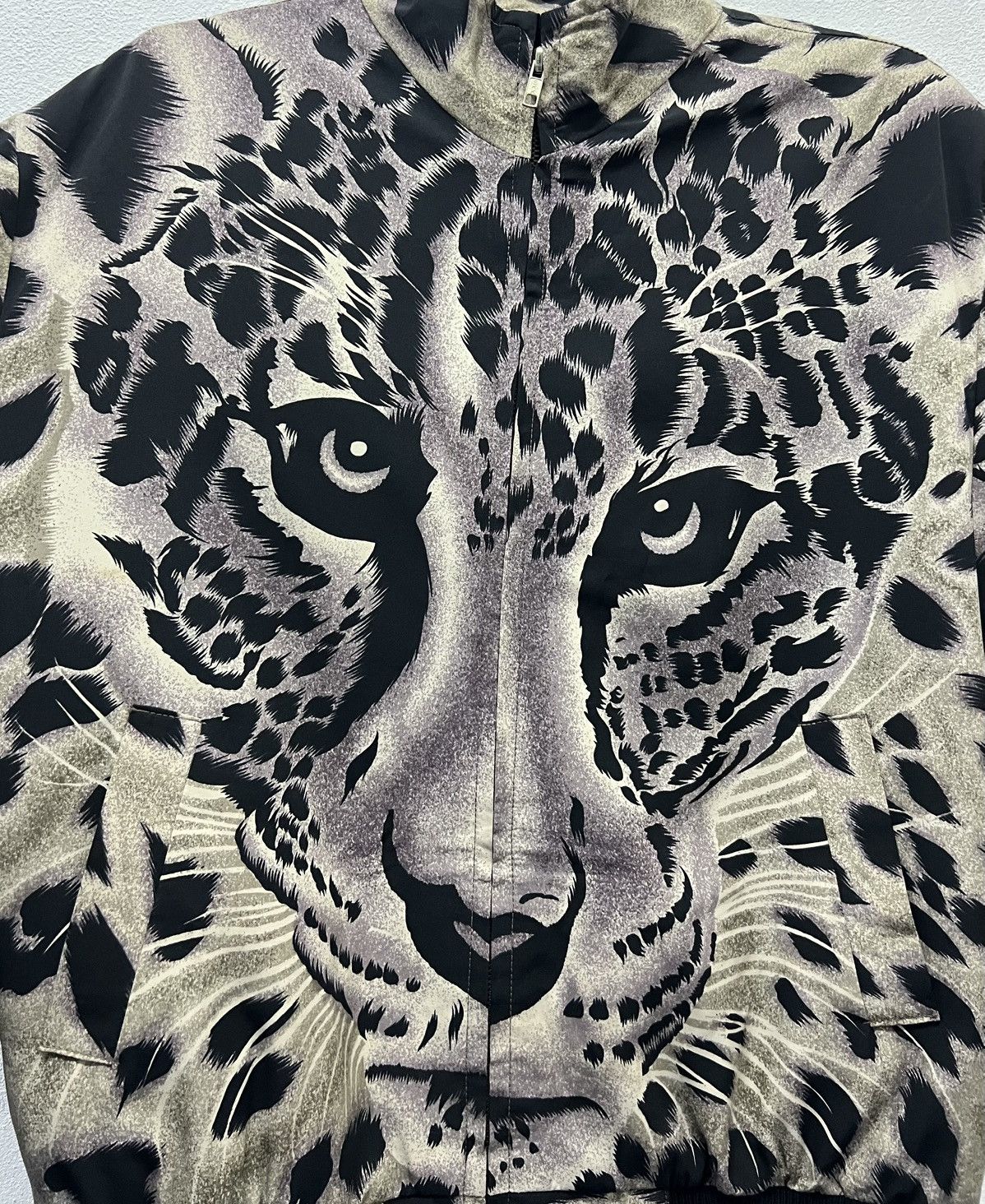 Vintage Vintage Leopard Face Full-Print Bomber Jacket 100% Polyester Size US L / EU 52-54 / 3 - 3 Thumbnail