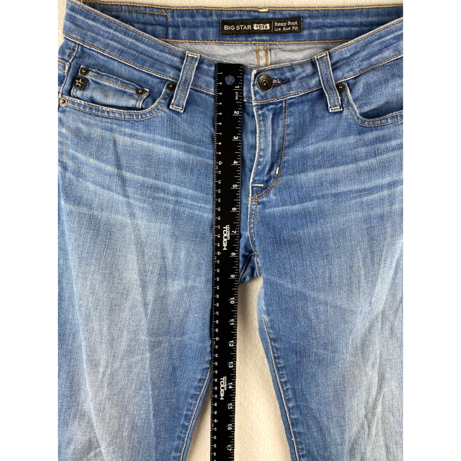 Denime BIG STAR Jeans Womens 28 Bootcut Jeans Low-Rise Denim Distressed Blue 5-Pocket Regular Stretch Womens Size 28" / US 6 / IT 42 - 4 Thumbnail