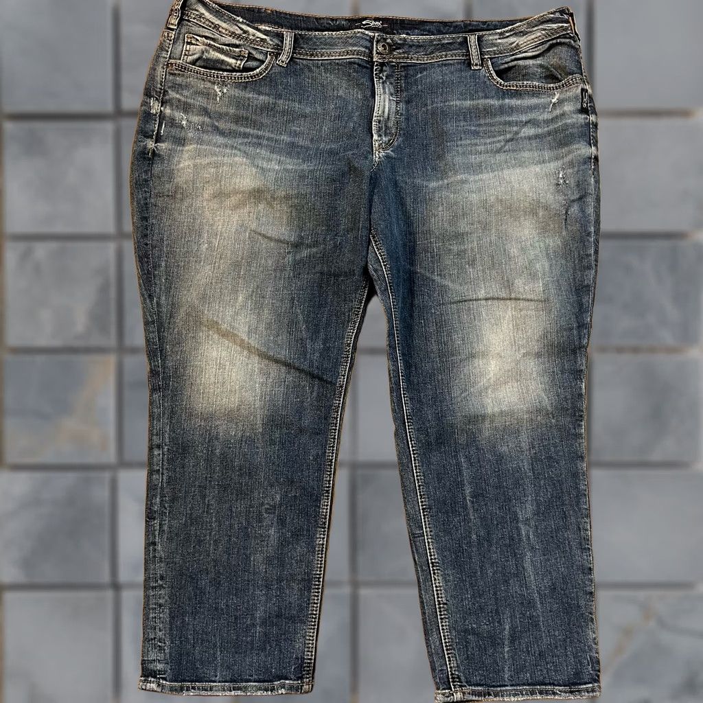 Silver Jeans Co. VINTAGE Silver Jeans Womens 24W Sam Blue Stretch High Rise Crop Jeans Womens 24W Sam Blue Stretch High Rise Crop 47x26.5 Actual Size 42" / US 20 - 1 Thumbnail
