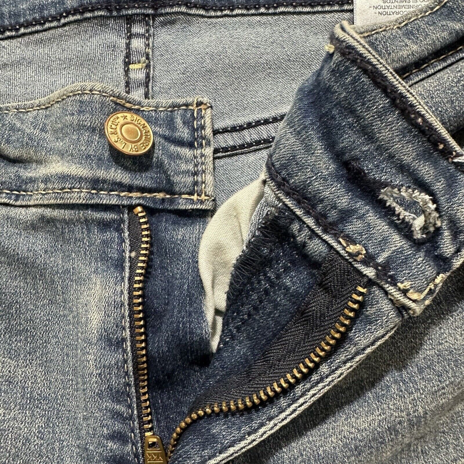 Levi's Levi's Signature 8 (29x29) Skinny Denim Distress Blue Jeans Size 30" / US 8 / IT 44 - 4 Thumbnail