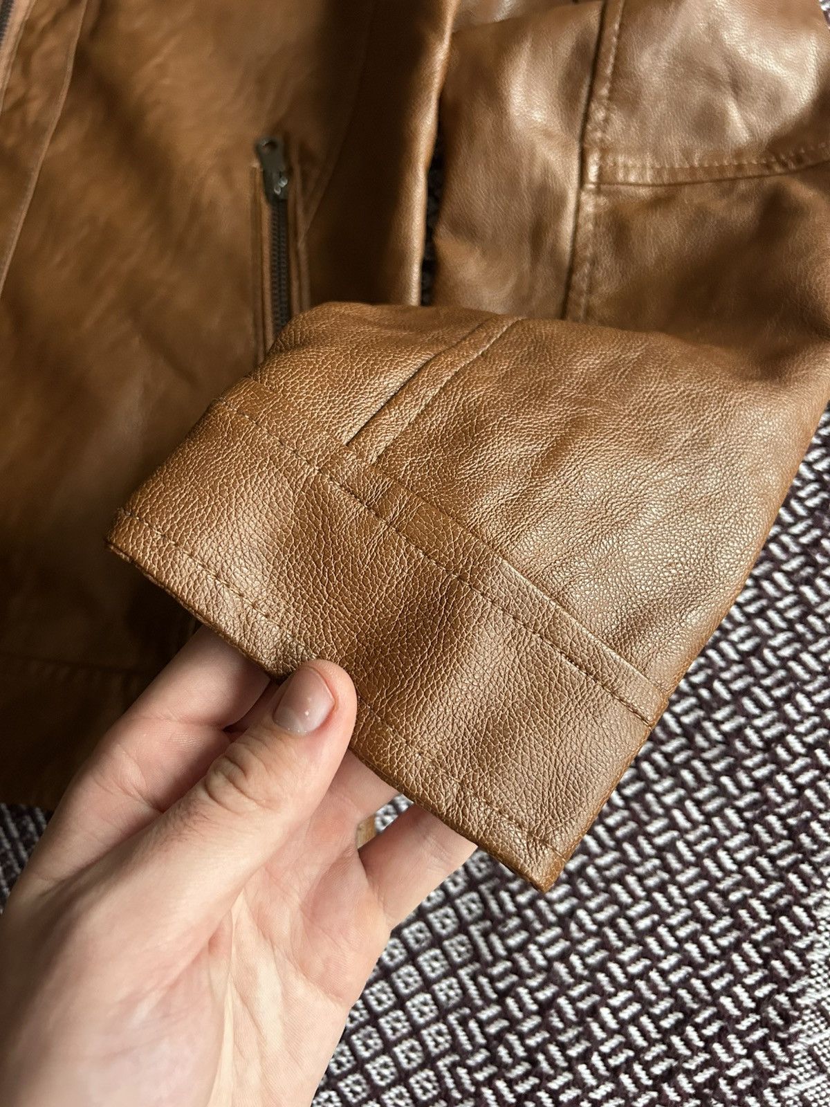 Leather Vintage Leather Bomber Jacket Japanese Vibe Solid Style Sz L Size L / US 10 / IT 46 - 4 Thumbnail