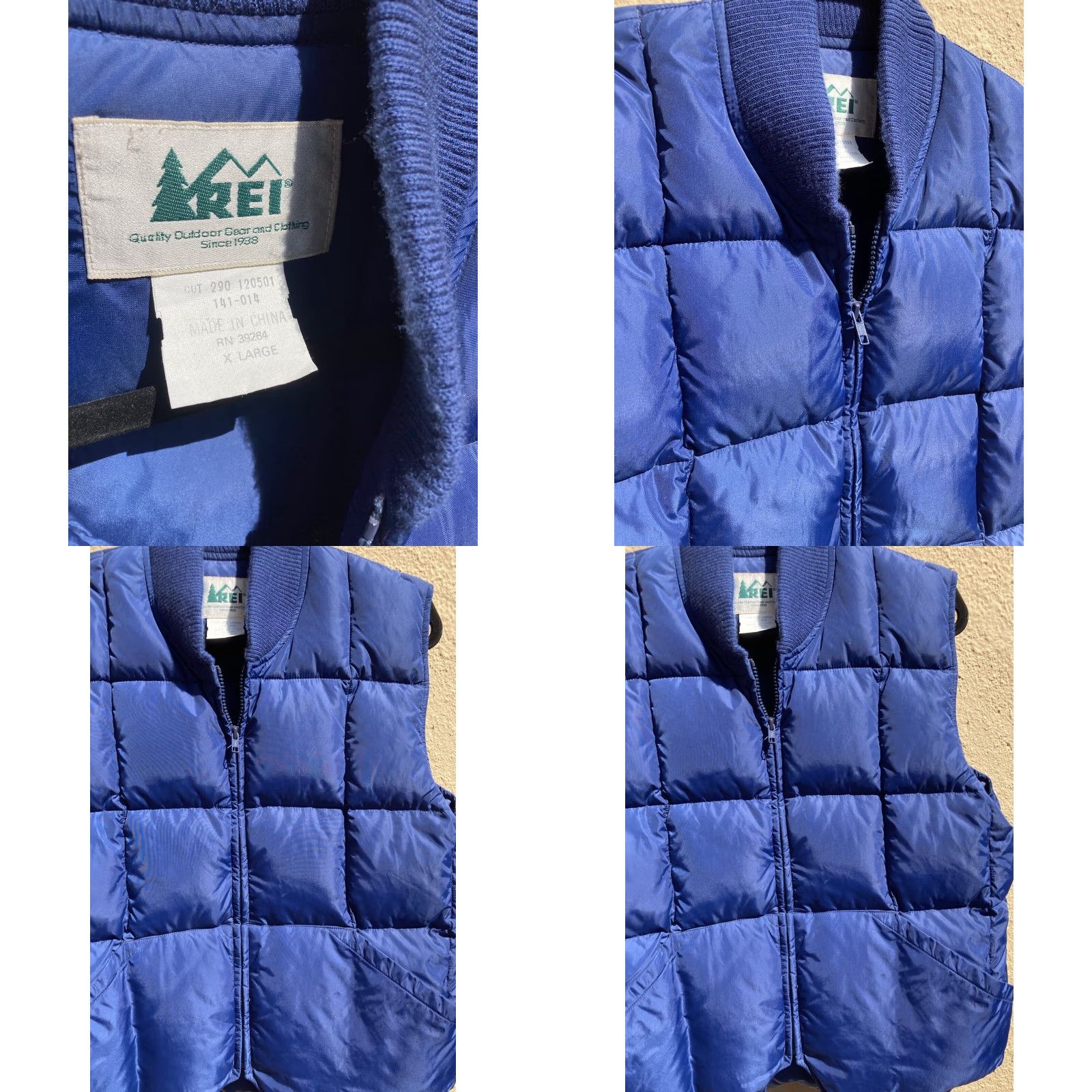 Vintage VINTAGE REI Men's Blue Solid Puffer Vest XL Down Winter Zip Pockets Jacket Vest (Mid-Length) Size US XL / EU 56 / 4 - 8 Thumbnail