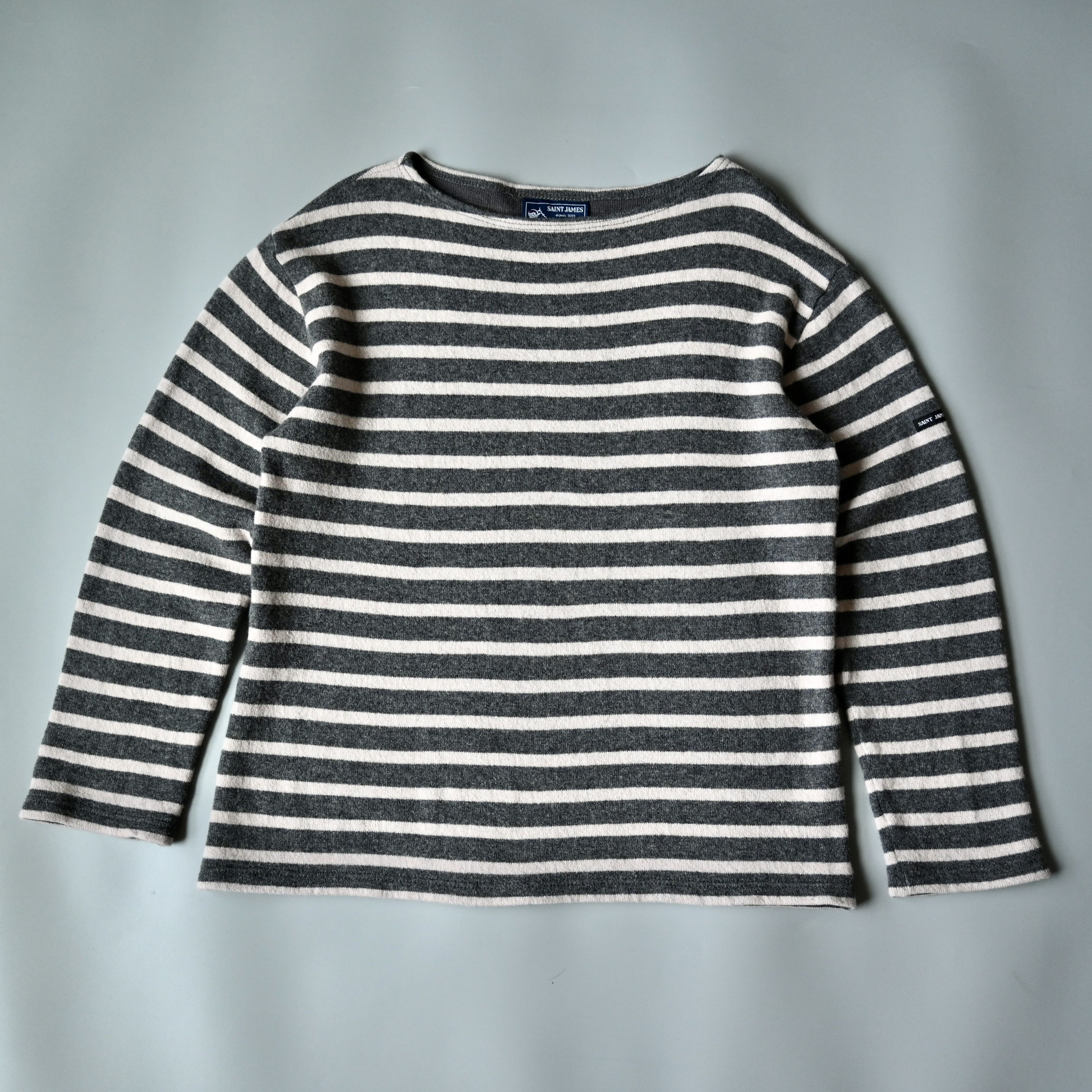 Saint James SAINT JAMES wool blend Breton sweater, gray x pink, 4/M Size US S / EU 44-46 / 1 - 1 Thumbnail