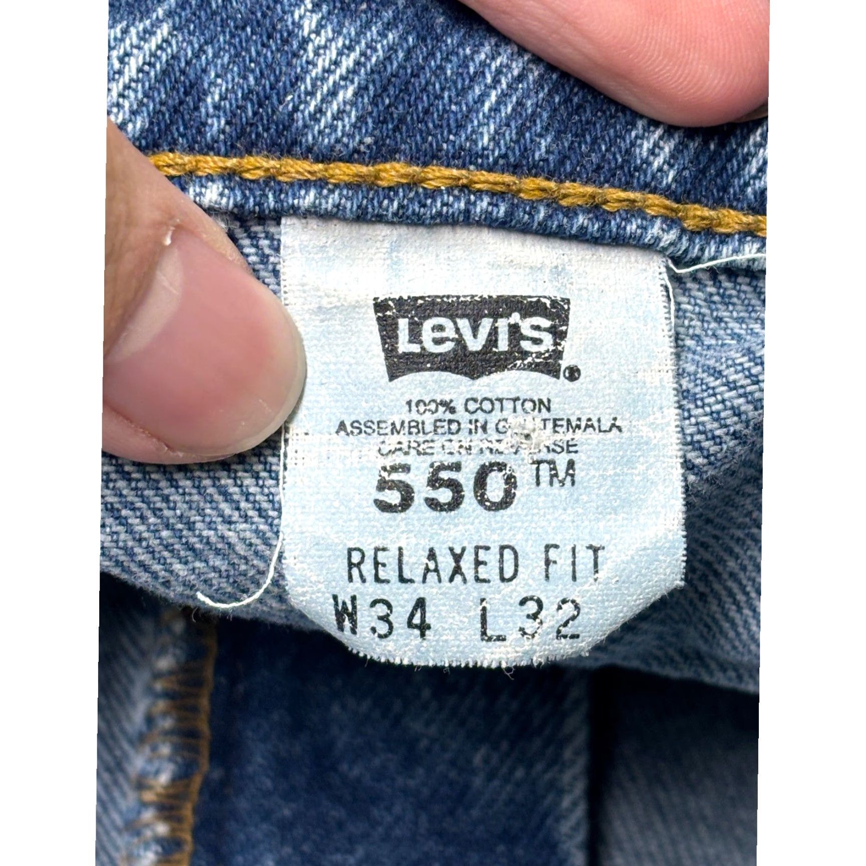 Levi's VINTAGE Levi's 550 Relaxed Fit Jeans Blue Denim W34 L30 Distressed Raw Hem Jeans Men 34 550 Distressed Raw Hem 90s Vintage Levis 600 Series Size US 34 / EU 50 - 5 Thumbnail