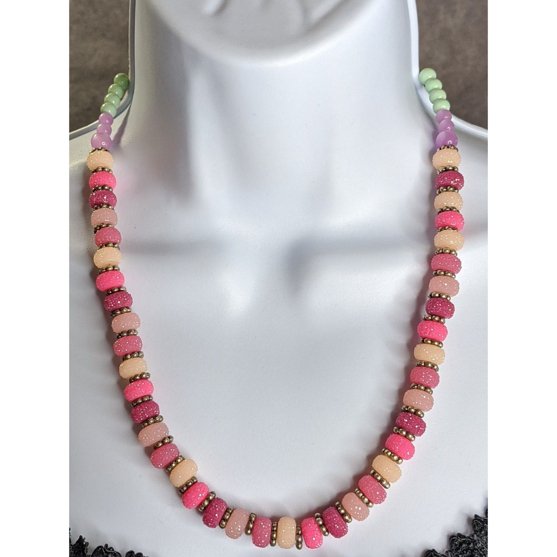 Other Colorful Jelly Beaded Necklace With Pastel & Glitter Accents Size ONE SIZE - 1 Thumbnail