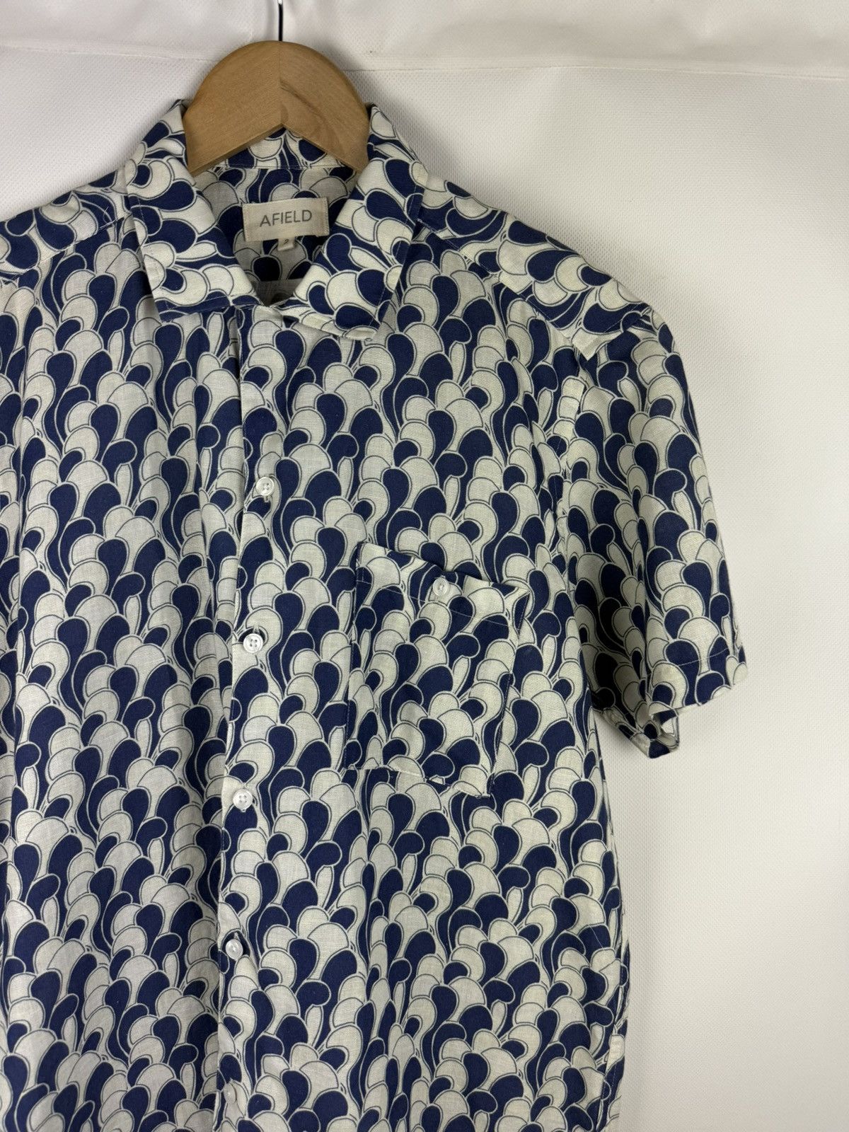 Far Afield Afield Men’s Short Sleeve Linen Patterned Button Up Shirt Size US M / EU 48-50 / 2 - 5 Thumbnail