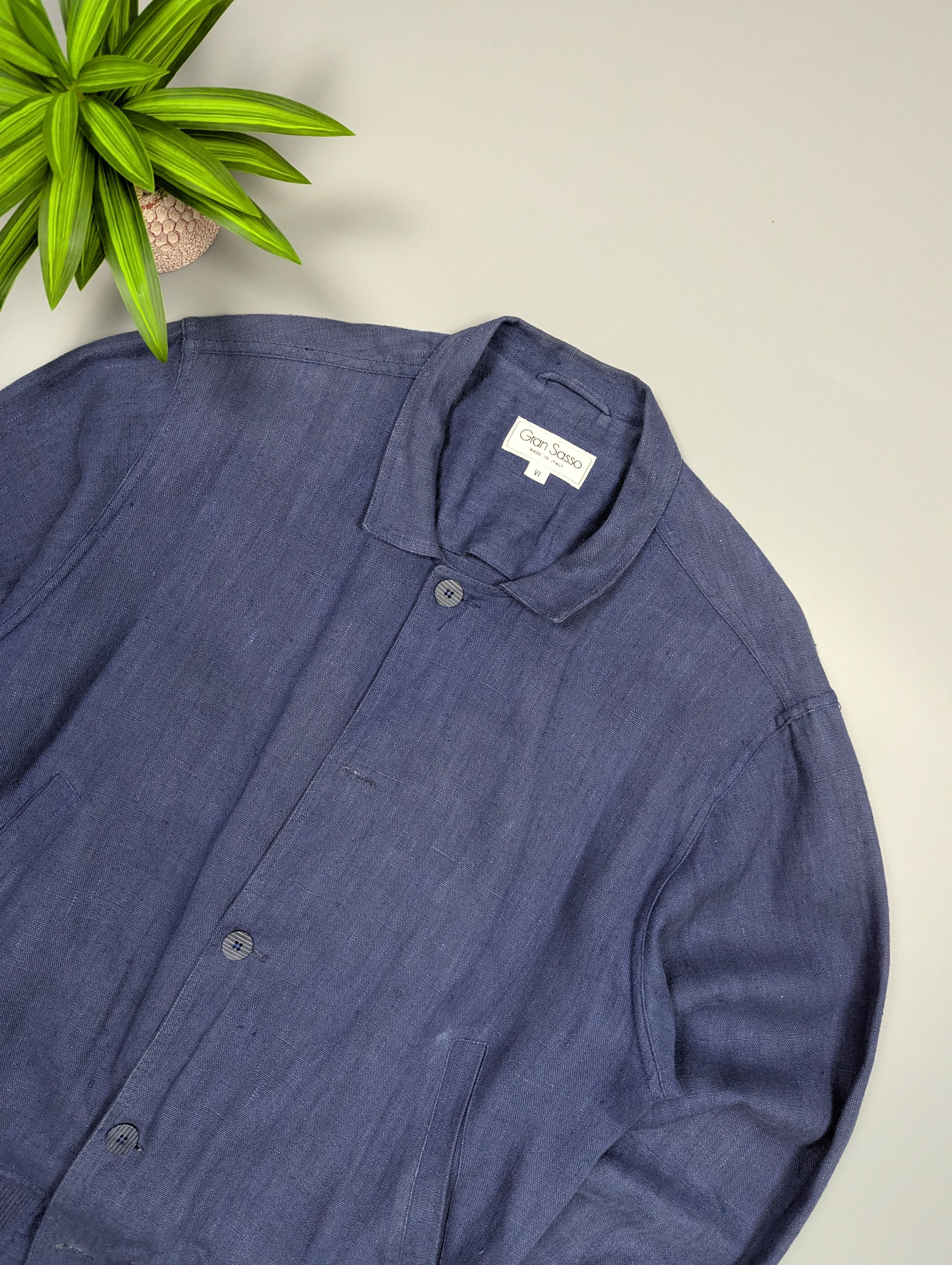 Gran Sasso Rare Gran Sasso 70s Vintage Linen Jacket Faded Blue Size US L / EU 52-54 / 3 - 6 Thumbnail