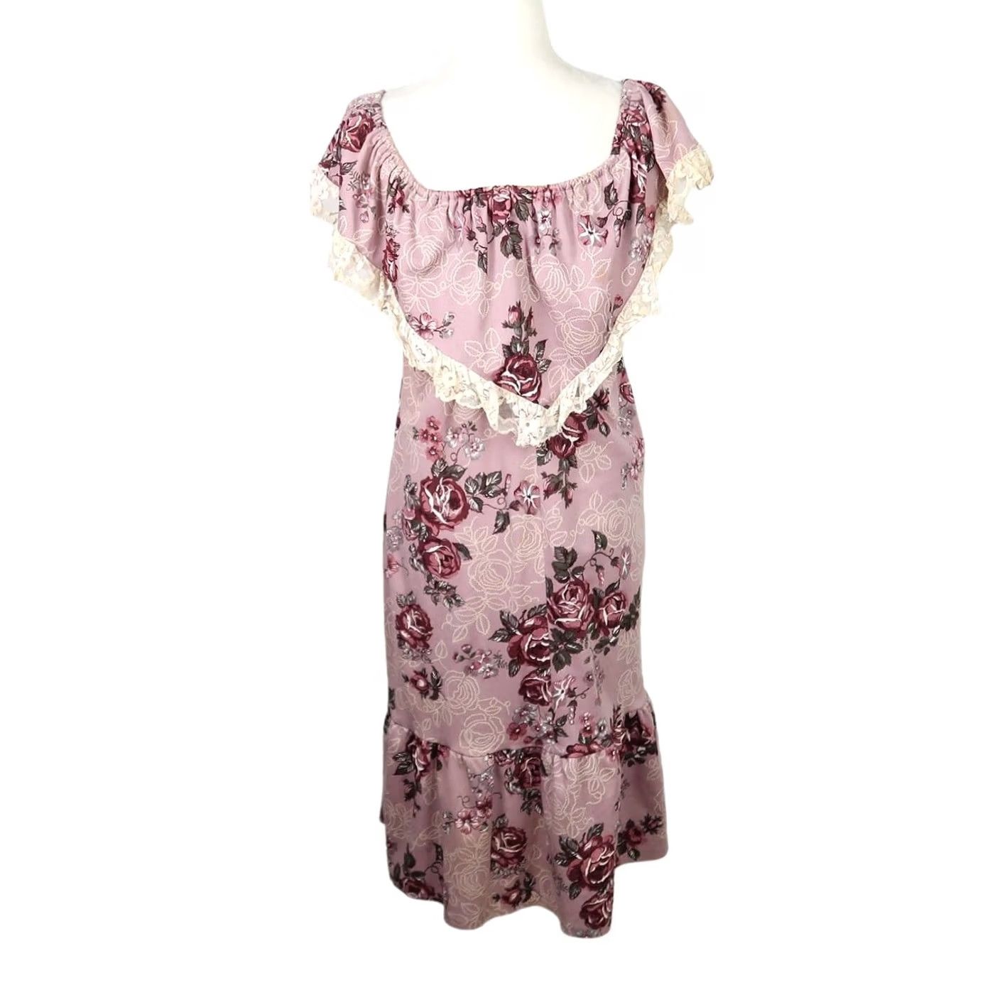 Vintage VINTAGE 70s mauve purple rose floral midi dress XS Size XS / US 0-2 / IT 36-38 - 4 Thumbnail