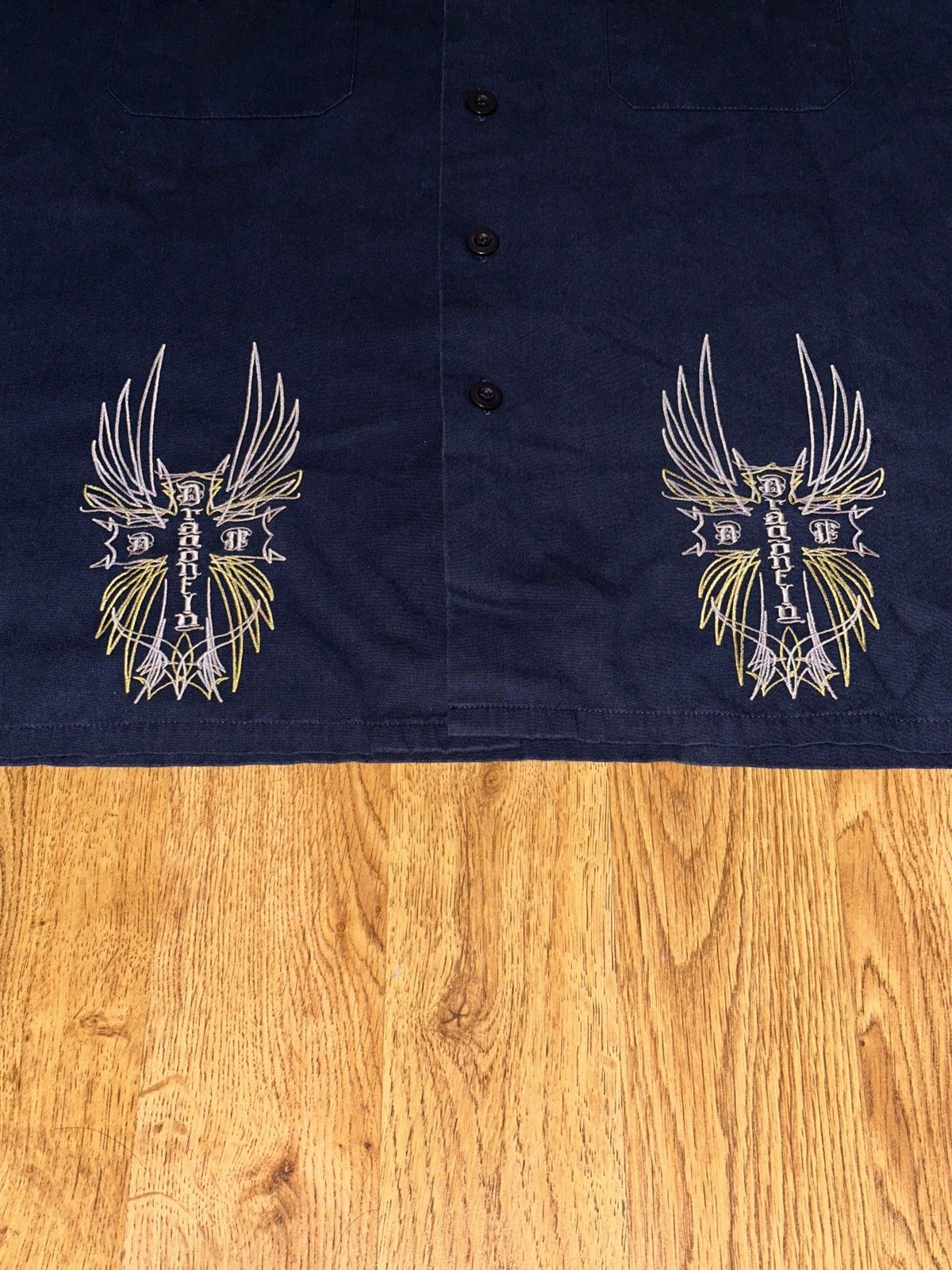 Dragonfly × Vintage Y2K Vtg DRAGONFLY Pinstriping Style Cuban Havana Work Shirt Size US L / EU 52-54 / 3 - 7 Thumbnail