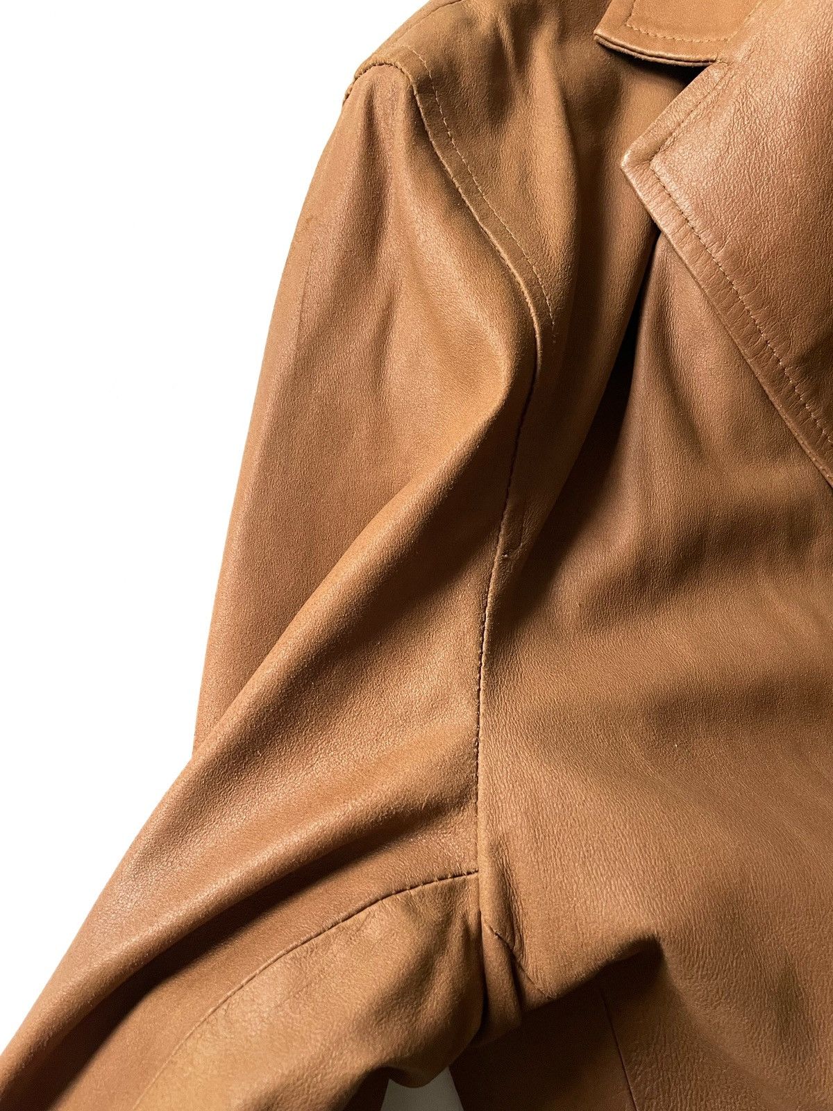 Leather Ecce Uomo Men Brown Goat Leather Blazer Size L Size 42R - 8 Thumbnail