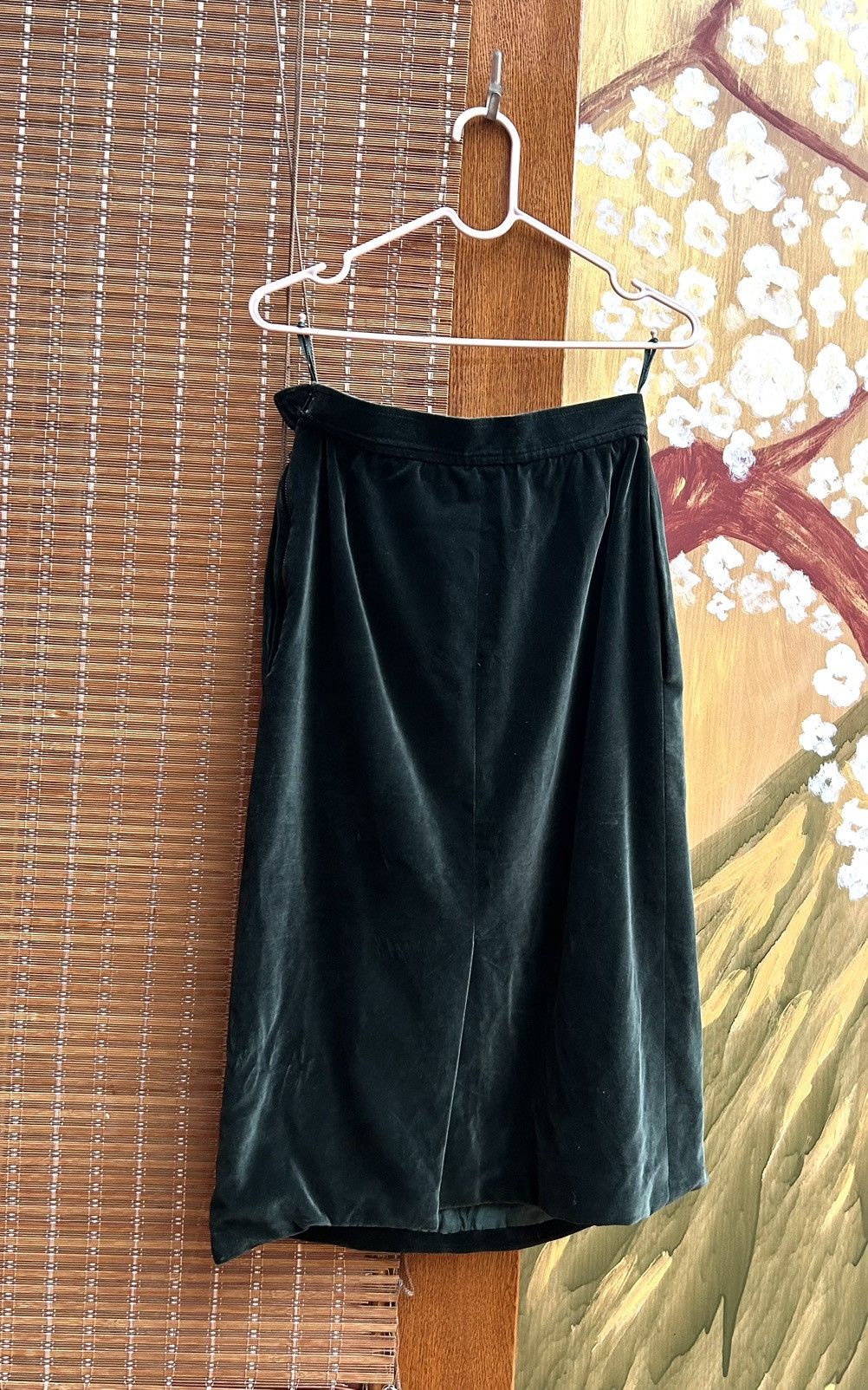 Saint Laurent Paris × Vintage × Yves Saint Laurent 70’s Saint Laurent Rive Gauche Green Velvet Skirt Size 27" / US 4 / IT 40 - 2 Thumbnail