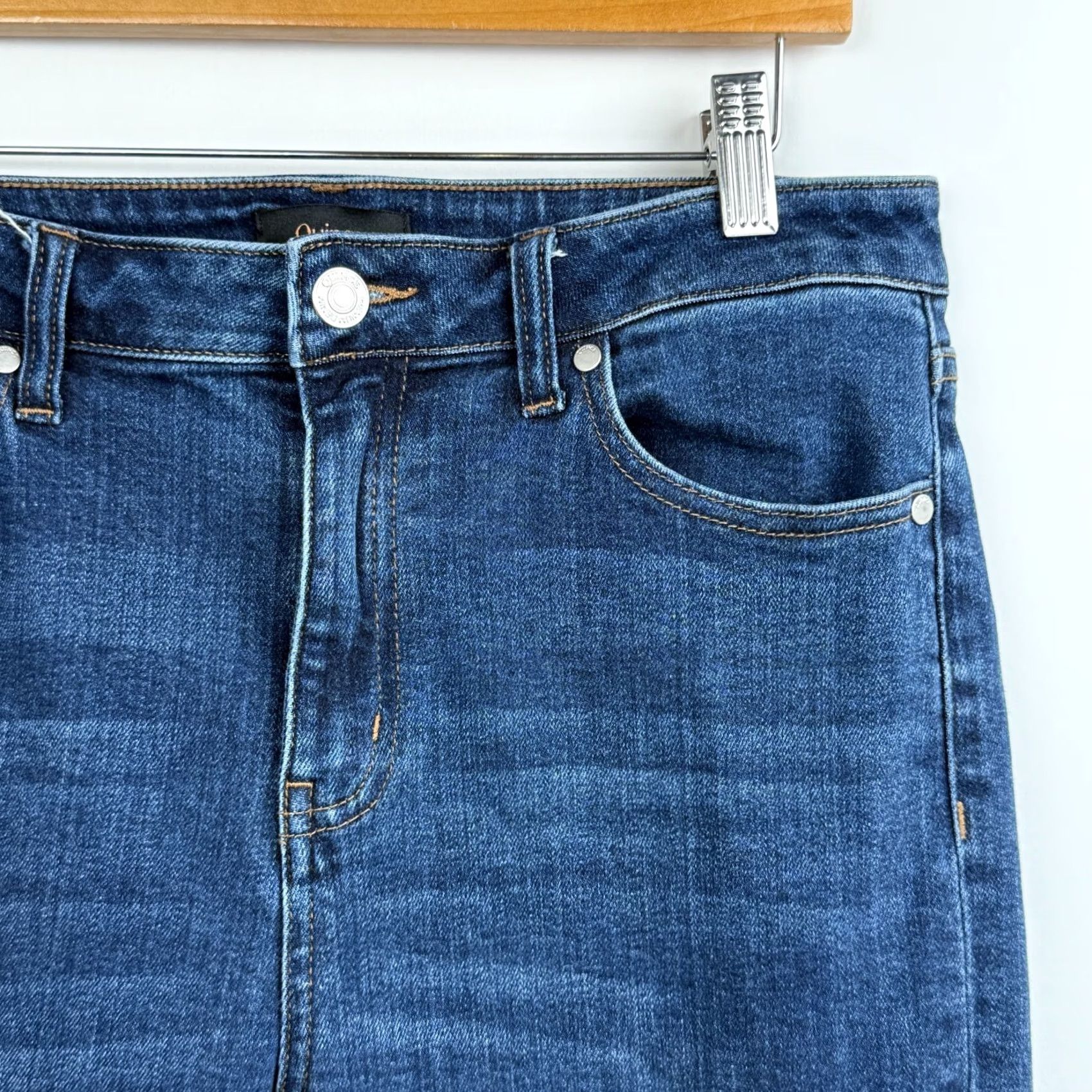 Quince Quince Jeans Womens 29 Stretch High Rise Straight Denim Dark Wash | 5-Pocket | Button Zip Closure | Cotton Blend | Inseam 25 in | Regular Fit | Blue Size 29" - 4 Thumbnail