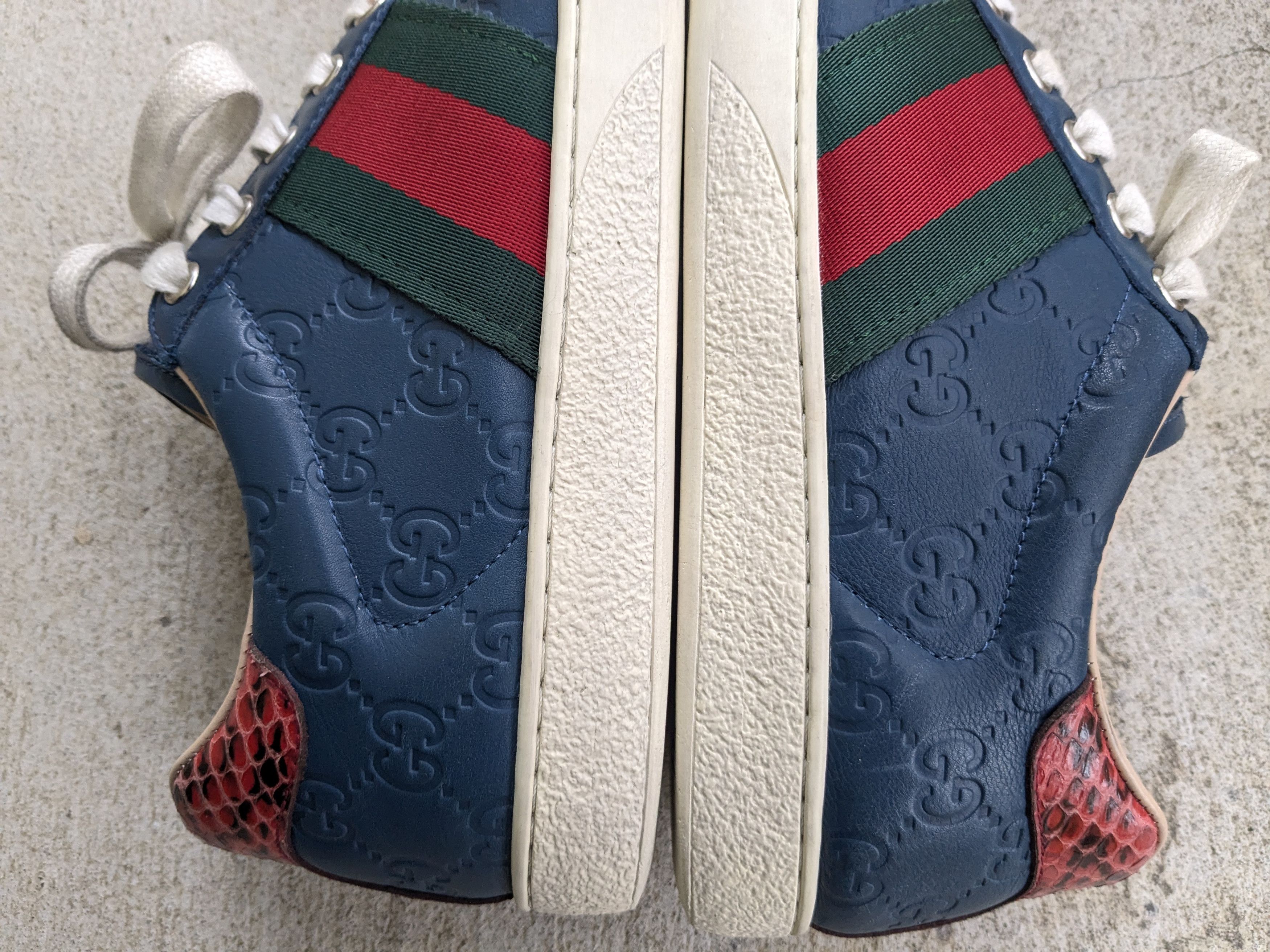 Gucci Gucci Sneakers Blue 9.5 Monogram Low Top Leather Logo Size US 9.5 / EU 42-43 - 10 Thumbnail