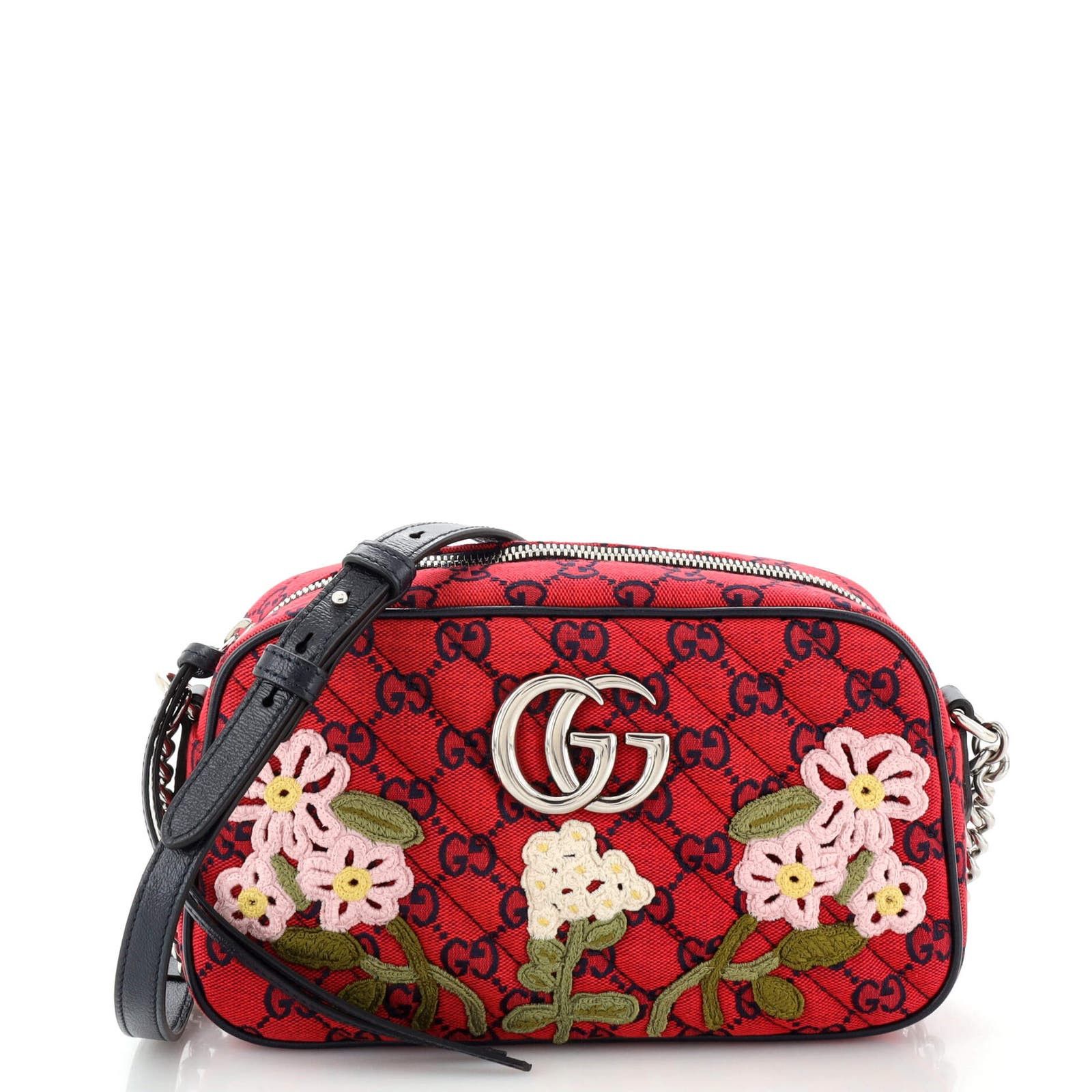 image of Gucci Gg Marmont Shoulder Bag Embroidered Diagonal Quilted Gg, Women's