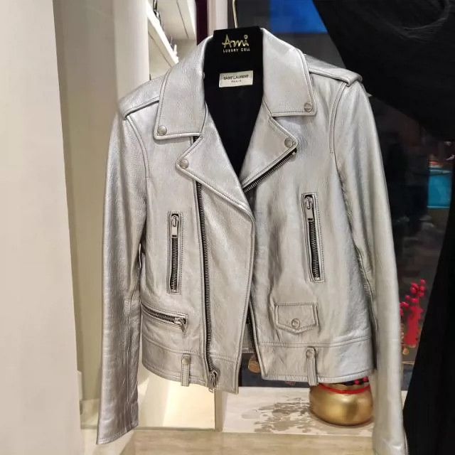YSL Women's Classic Leather Biker Jacket