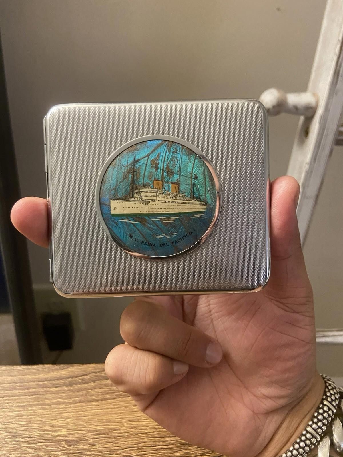Other Vtg Blue Morpho Butterfly Chrome Silver Ship Cigarette Case Size ONE SIZE - 6 Thumbnail