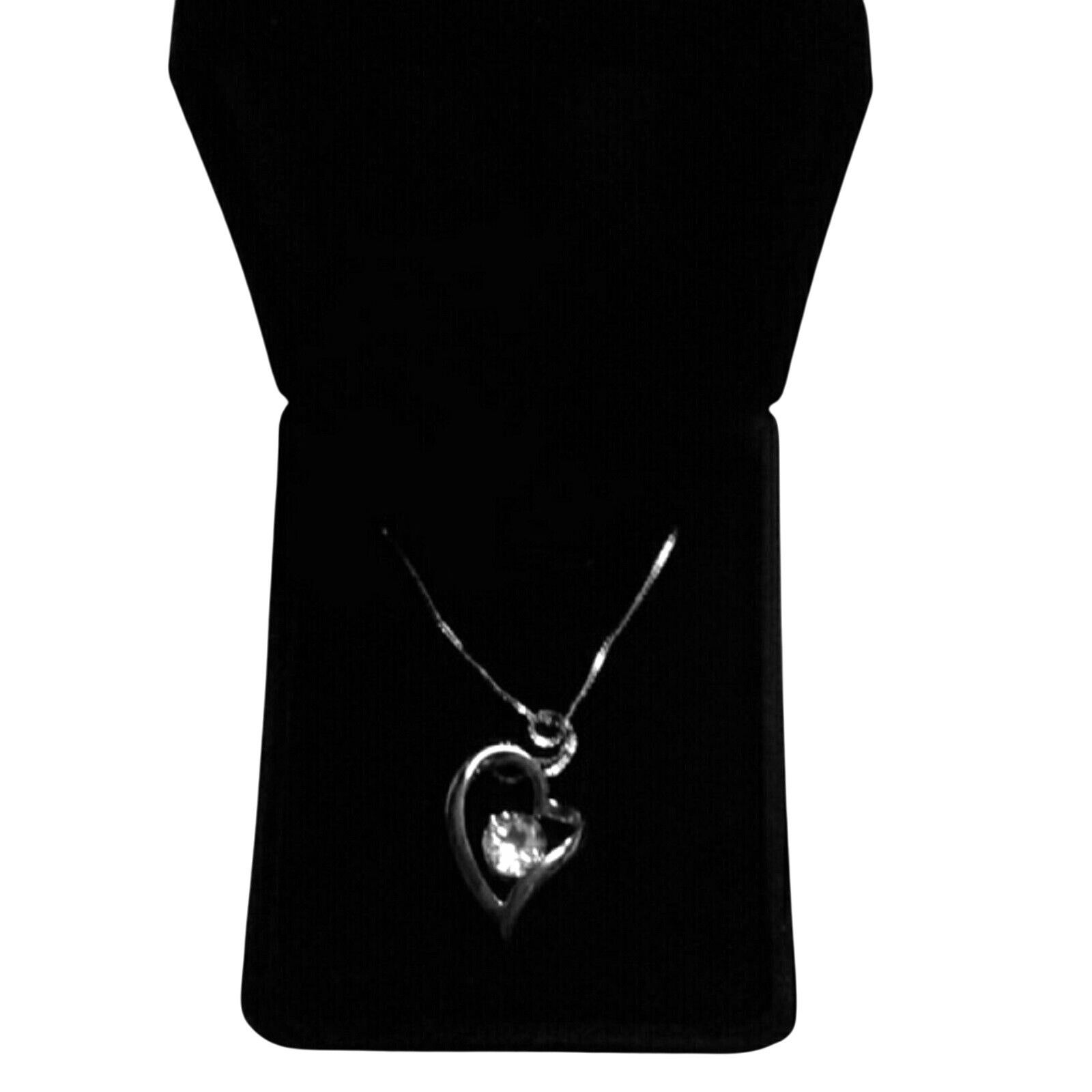 Other Sterling Silver Heart Pendant Necklace White Topaz Gemstone Size ONE SIZE - 5 Thumbnail