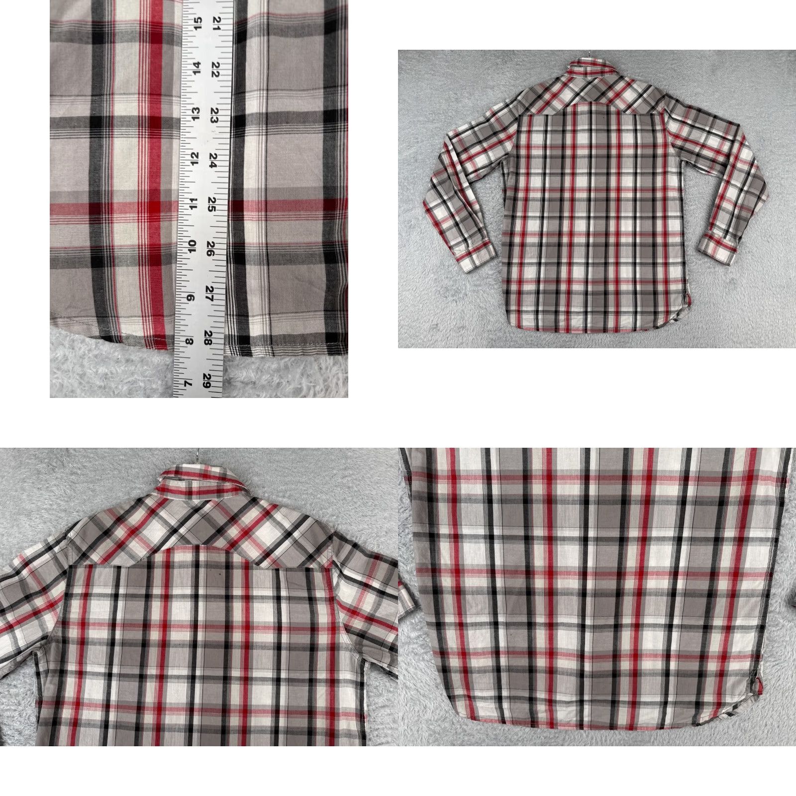 Levi's VINTAGE Levis Shirt Mens Small Gray Red Plaid Solid Pearl Snap Long Sleeve Cotton READ Size US S / EU 44-46 / 1 - 9 Thumbnail