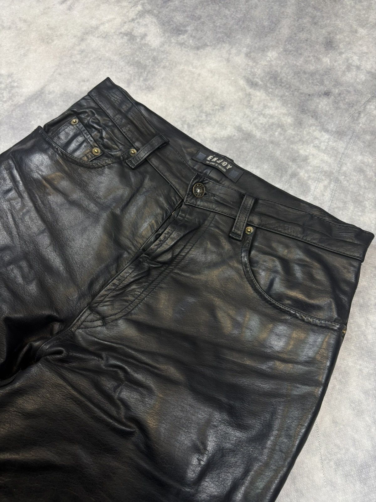 Vintage black leather pants opium affliction punk metal rock