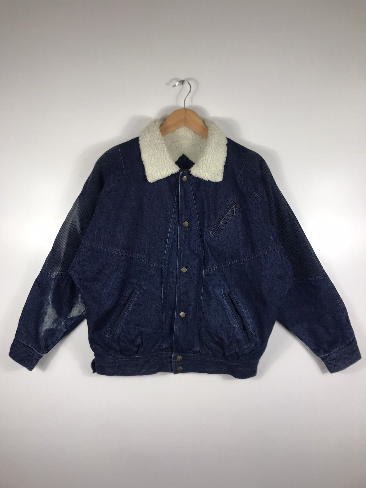 Japanese Brand ⚡️Vintage City Sport Denim Faded Sherpa inside Bomber Jacket Size US M / EU 48-50 / 2 - 2 Thumbnail