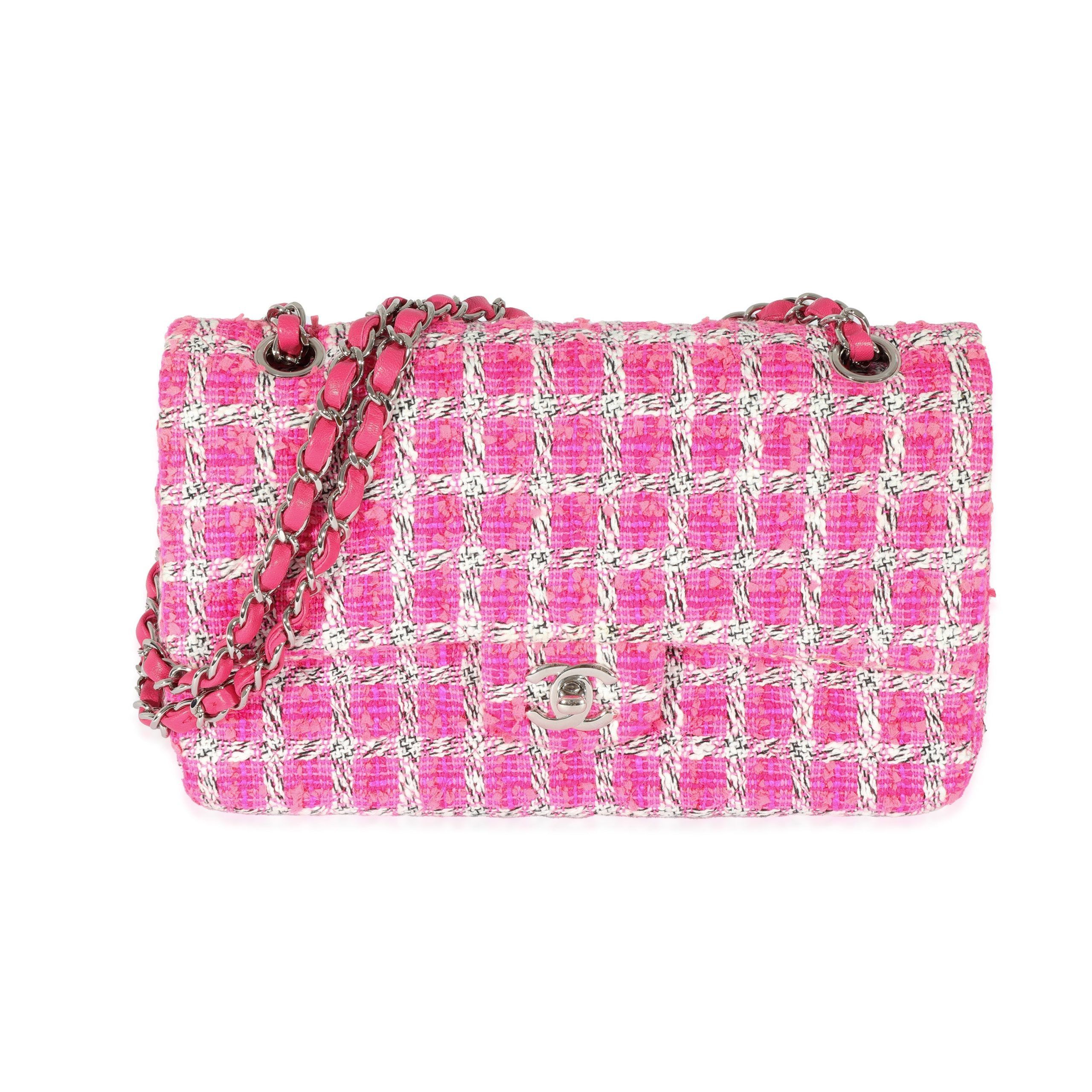 Chanel Pink Tweed Medium Classic Double Flap