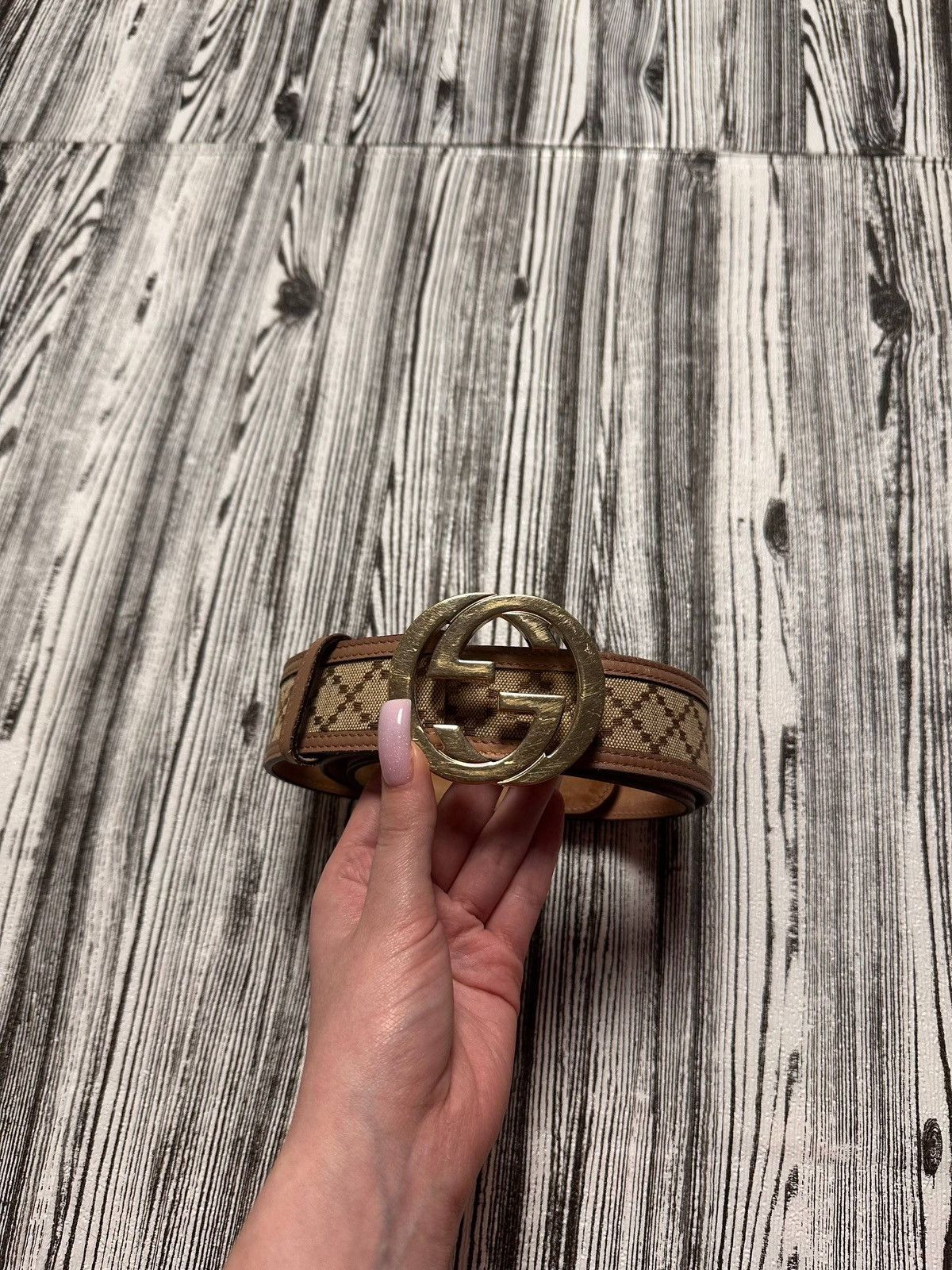Gucci Gucci Diamante Canvas and Leather Interlocking G Buckle Belt Size ONE SIZE - 3 Thumbnail