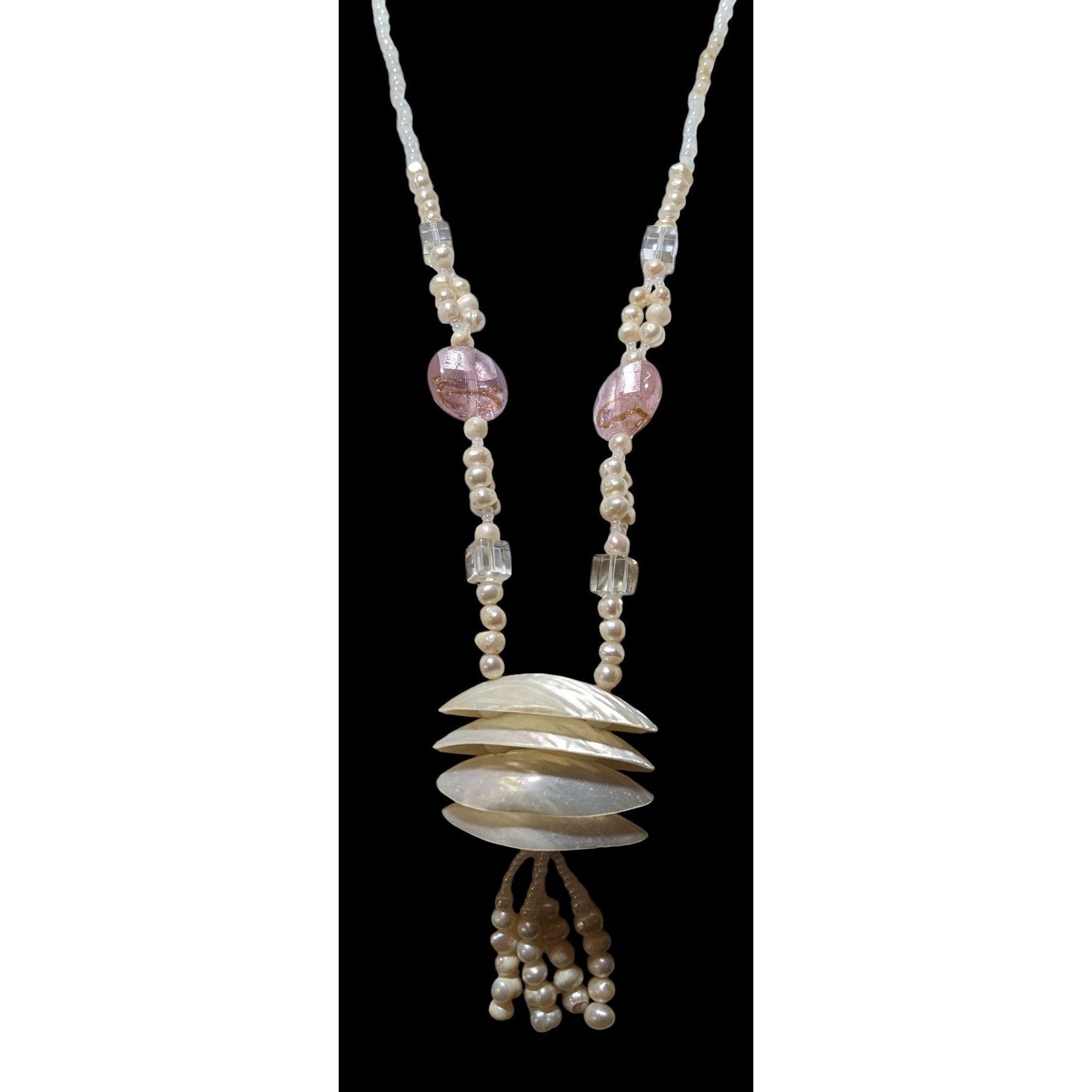 Other Vintage Pearl Shell Beaded Chandelier Necklace Size ONE SIZE - 2 Thumbnail