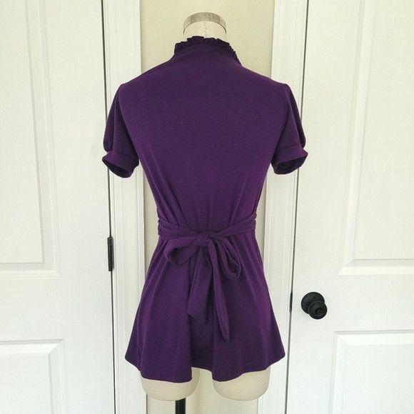 Other Bella Matto Short Slv Ruffle Trim Ruched Tie-Back Top Spring Size S / US 4 / IT 40 - 4 Thumbnail