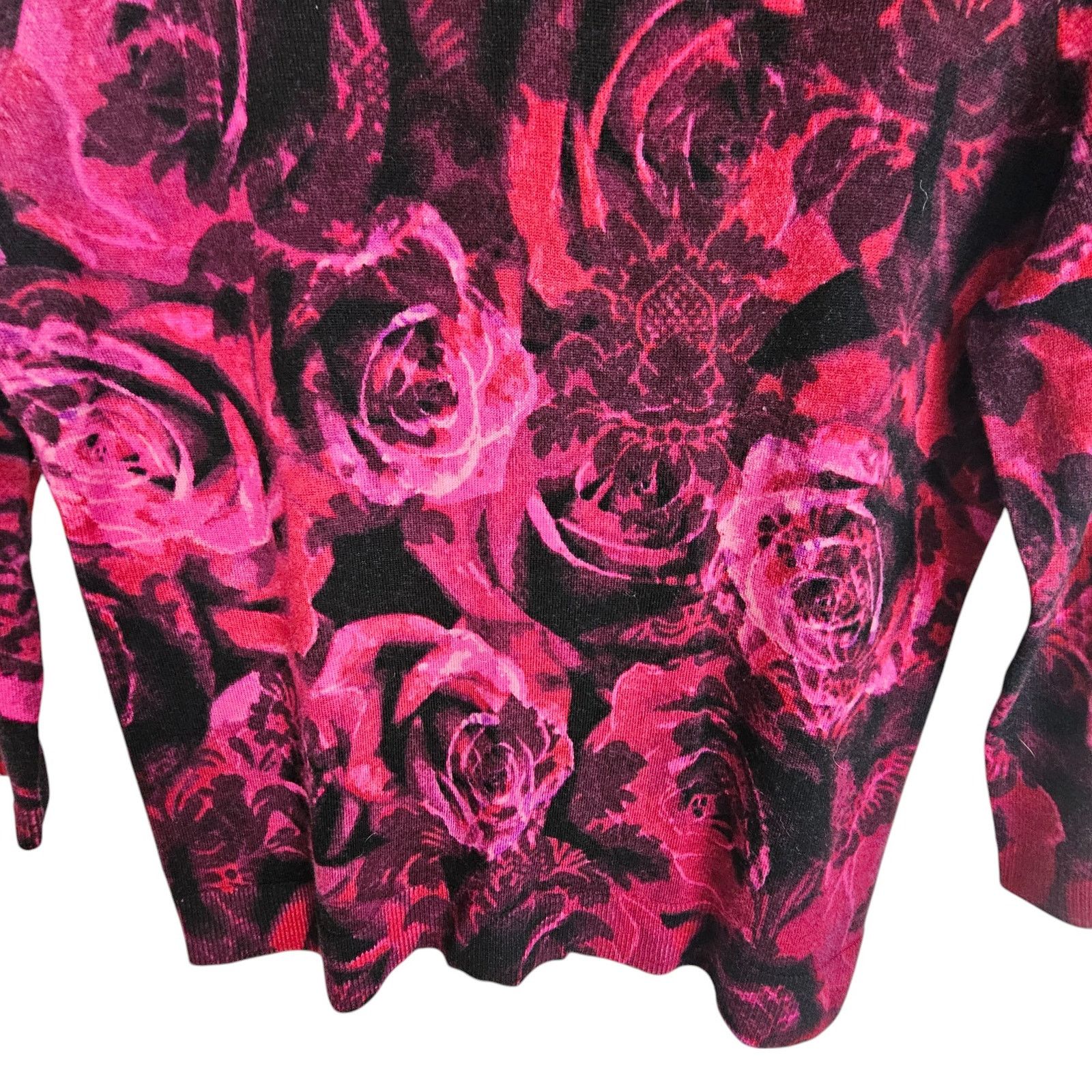 Robert Talbott Talbots Womens Floral Merino Wool Crew Neck Sweater Sz MP Size M / US 6-8 / IT 42-44 - 3 Thumbnail