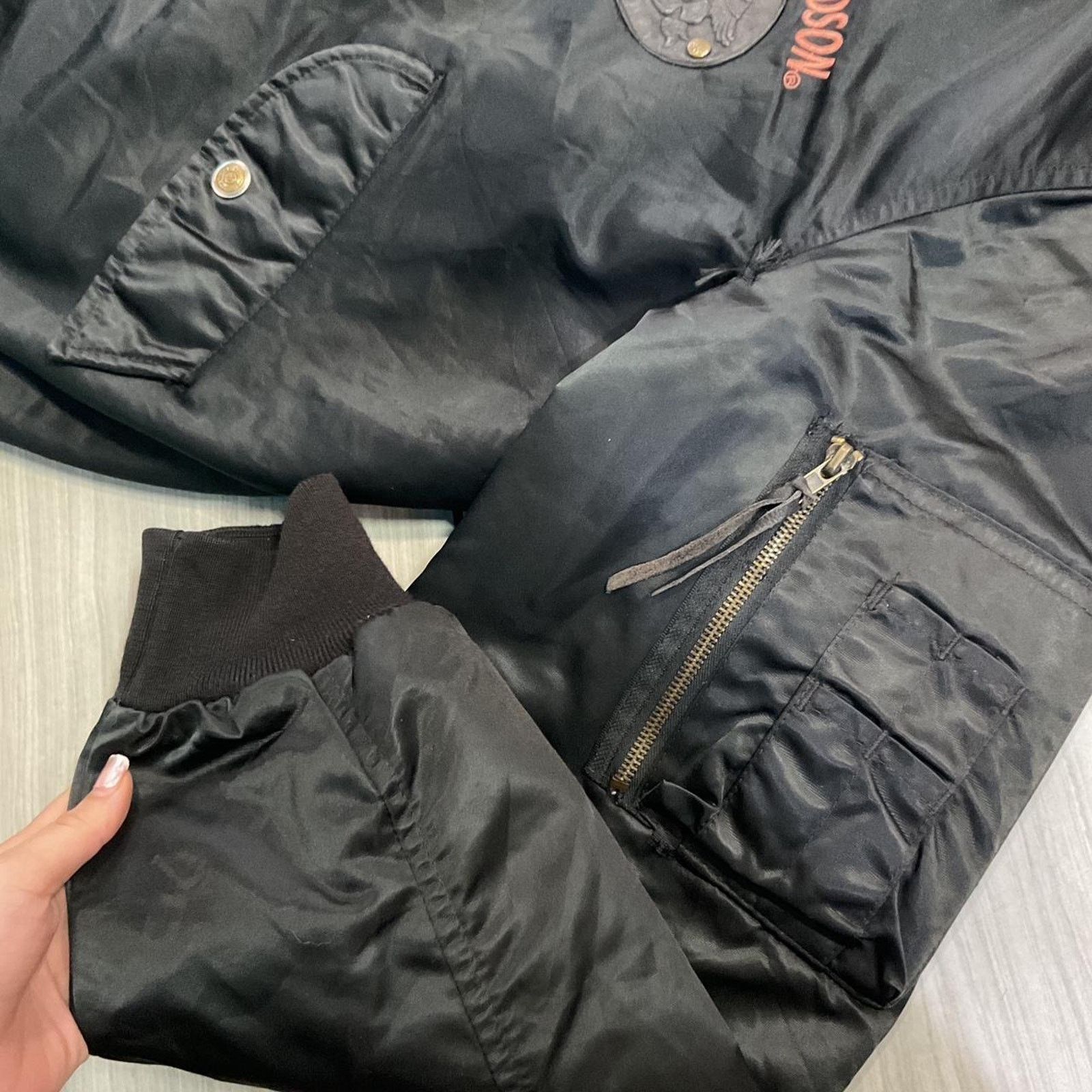 Harley Davidson Harley Davidson Motorcycles Satin HOG Vintage Bomber Jacket Size US XL / EU 56 / 4 - 5 Thumbnail