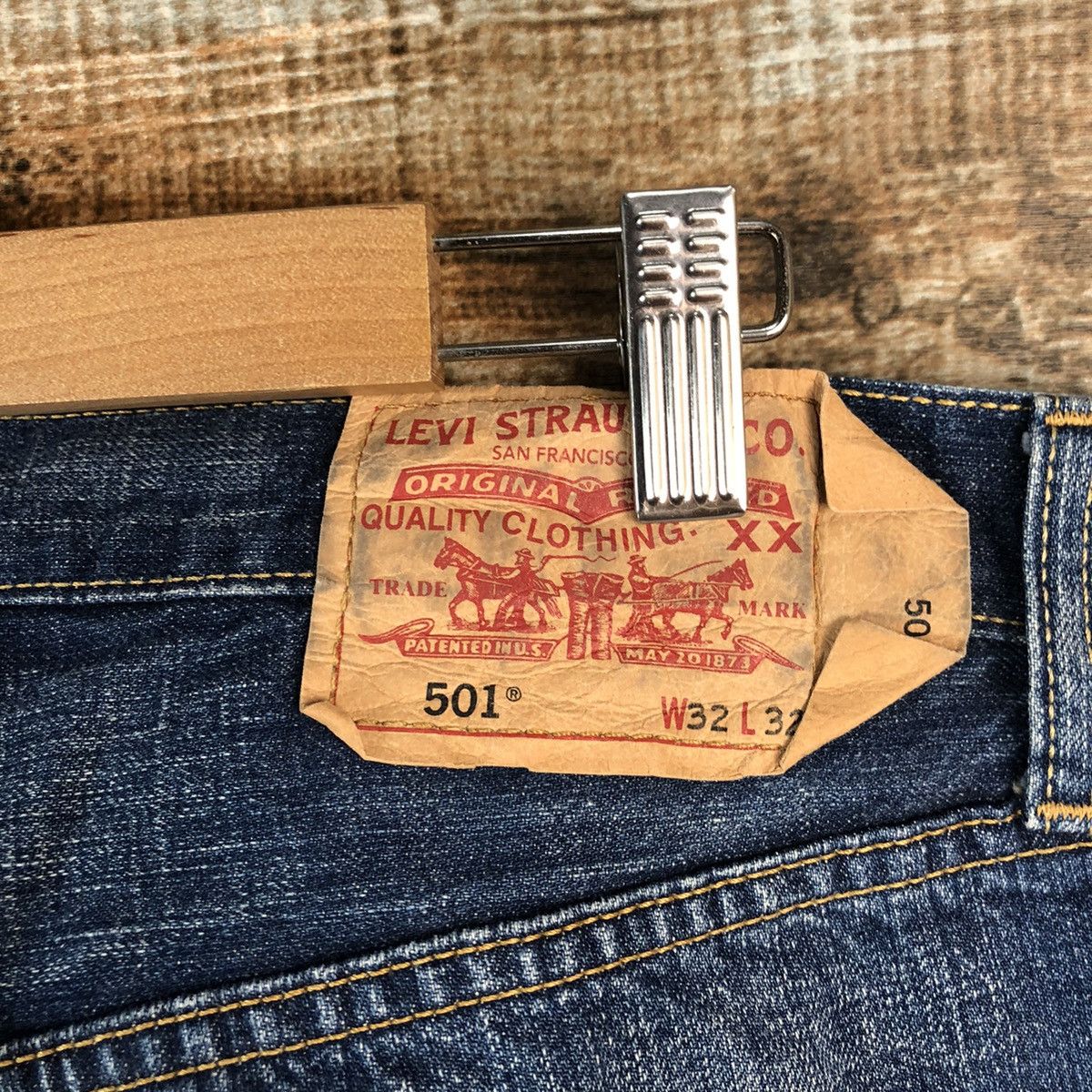 Levi's DL Levis 501 Blue ripped Distressed Denim Pants #C144 Size US 32 / EU 48 - 19 Thumbnail