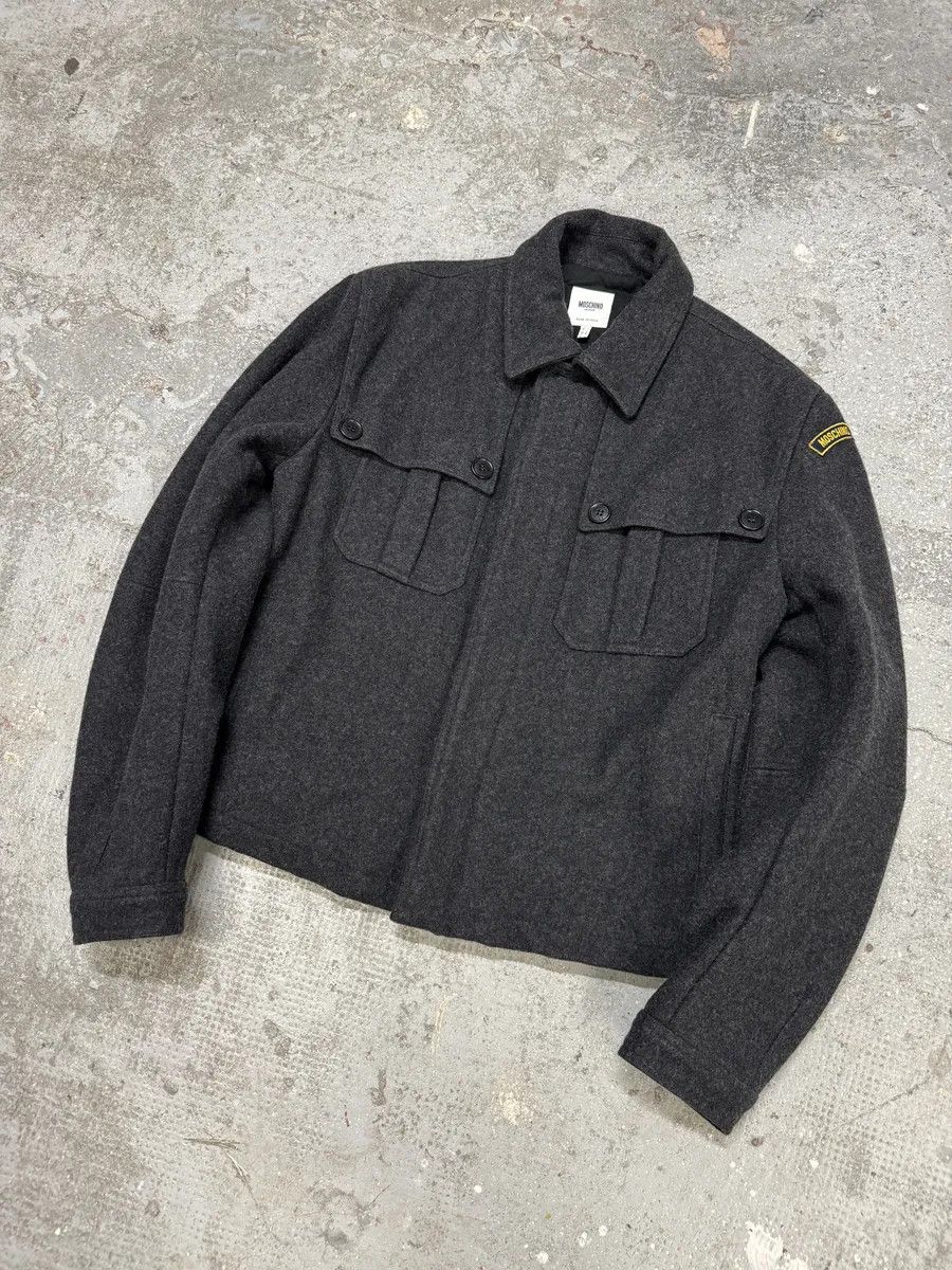 Moschino 2000s Moschino Grey Wool Bomber Jacket Size US L / EU 52-54 / 3 - 3 Thumbnail