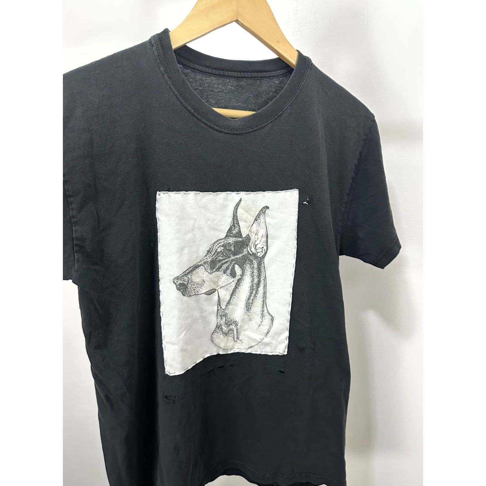 Hanes VINTAGE Hanes T-Shirt Mens Patchwork Distressed Grunge Punk Doberman Canine Black M Size US M / EU 48-50 / 2 - 4 Thumbnail