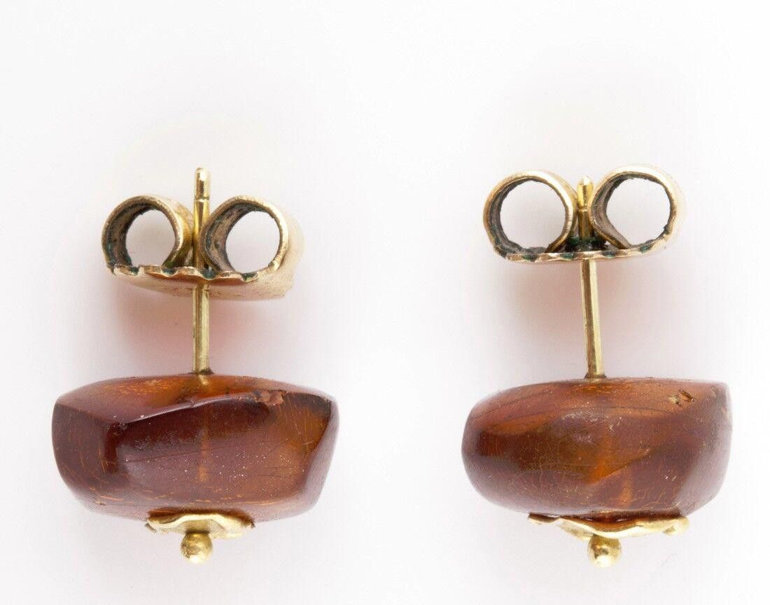 14 kt Gold Baltic Amber Bead Earrings