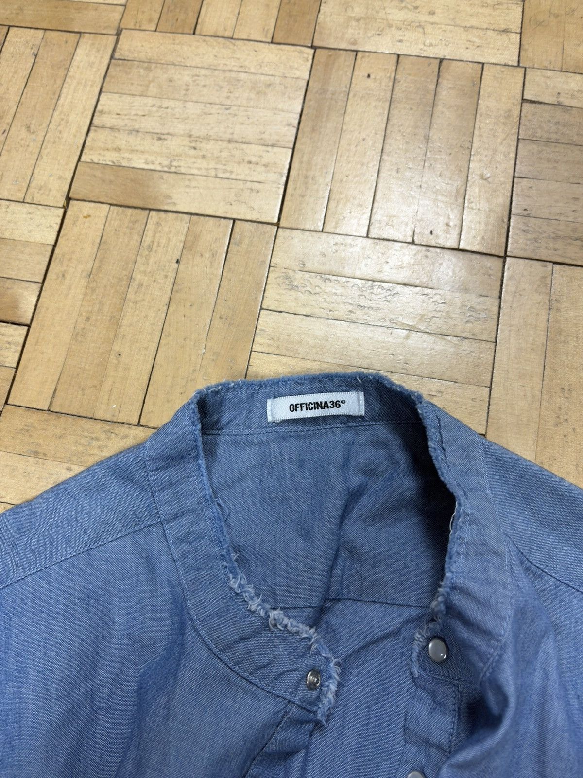 Officina36 Officina36 Avant Garde Blue Pearl Snap Patchwork Shirt Size US S / EU 44-46 / 1 - 3 Thumbnail